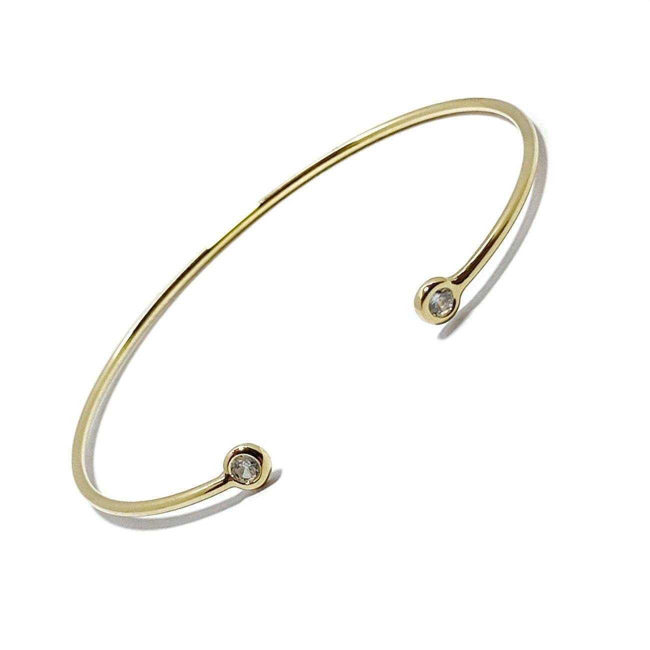 Pulsera Esclava 2 Circones Enchapado Oro 18K-0