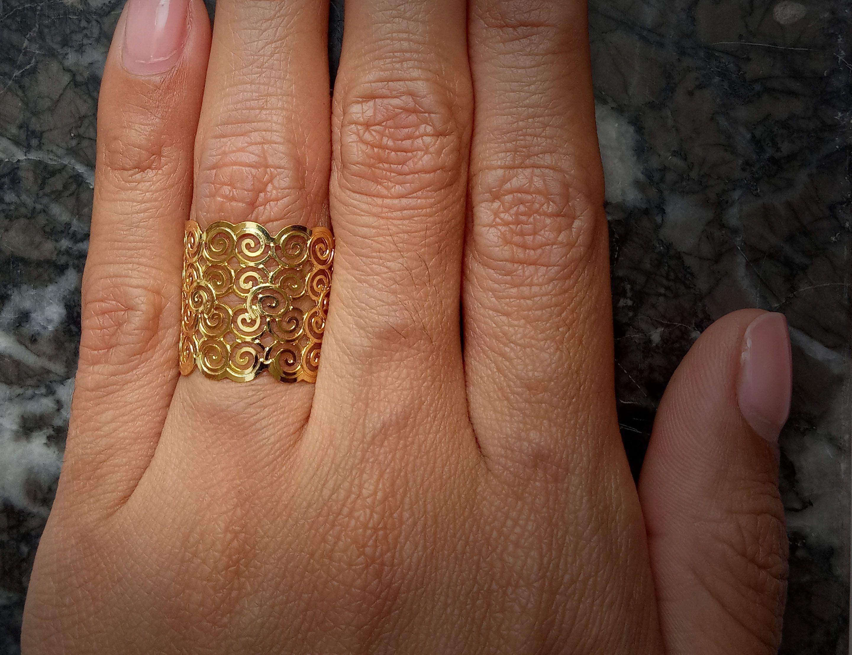 Anillo Calado Ajustable Enchapado Oro 18K-2