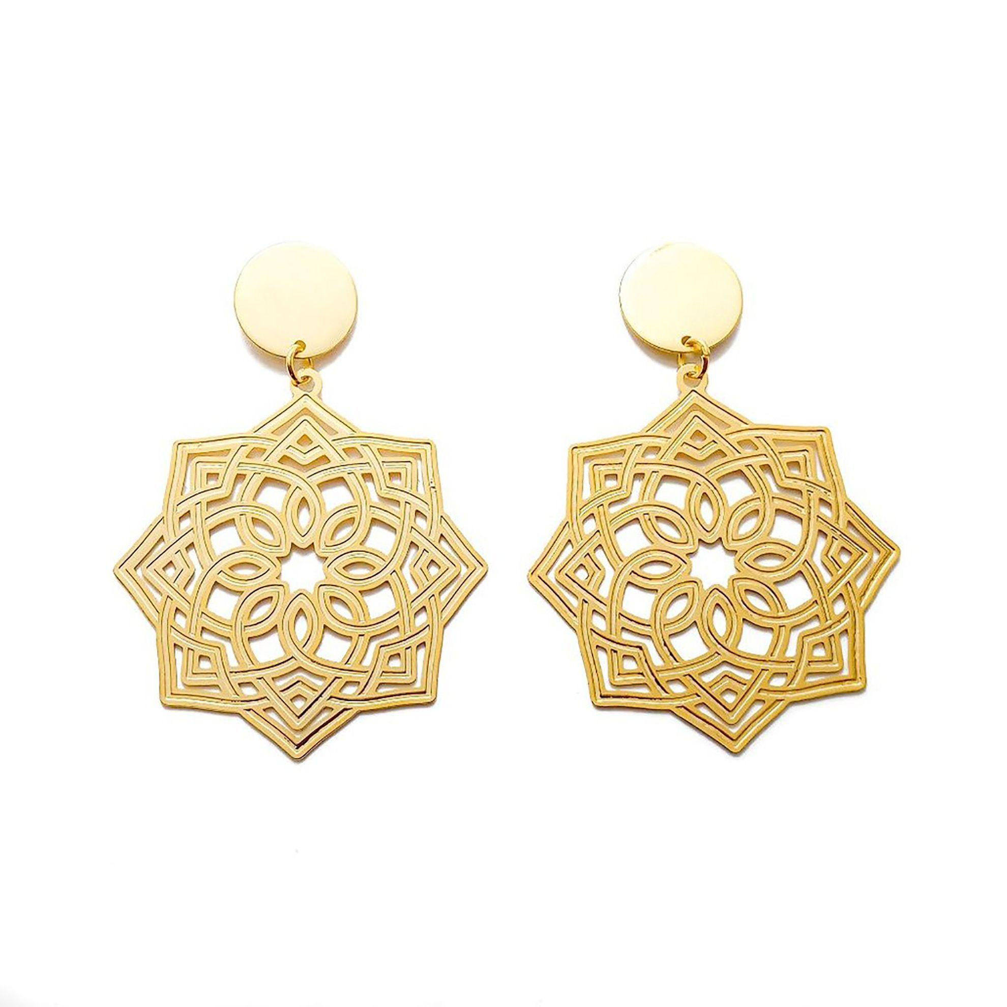 Aros Estrella Celta Enchapado Oro 18K-0