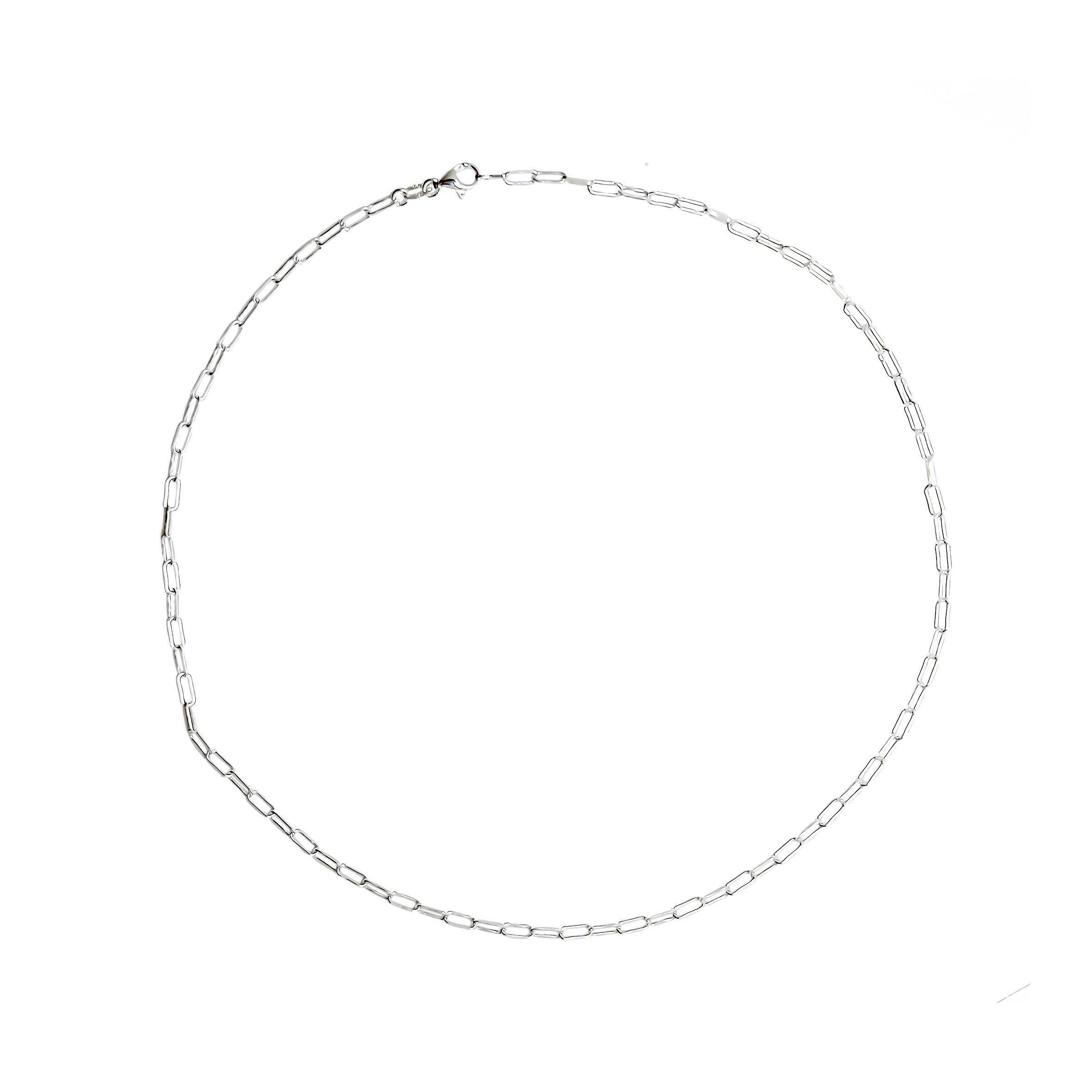 Cadena Eslabón Largo 45cm Plata Fina 925-2