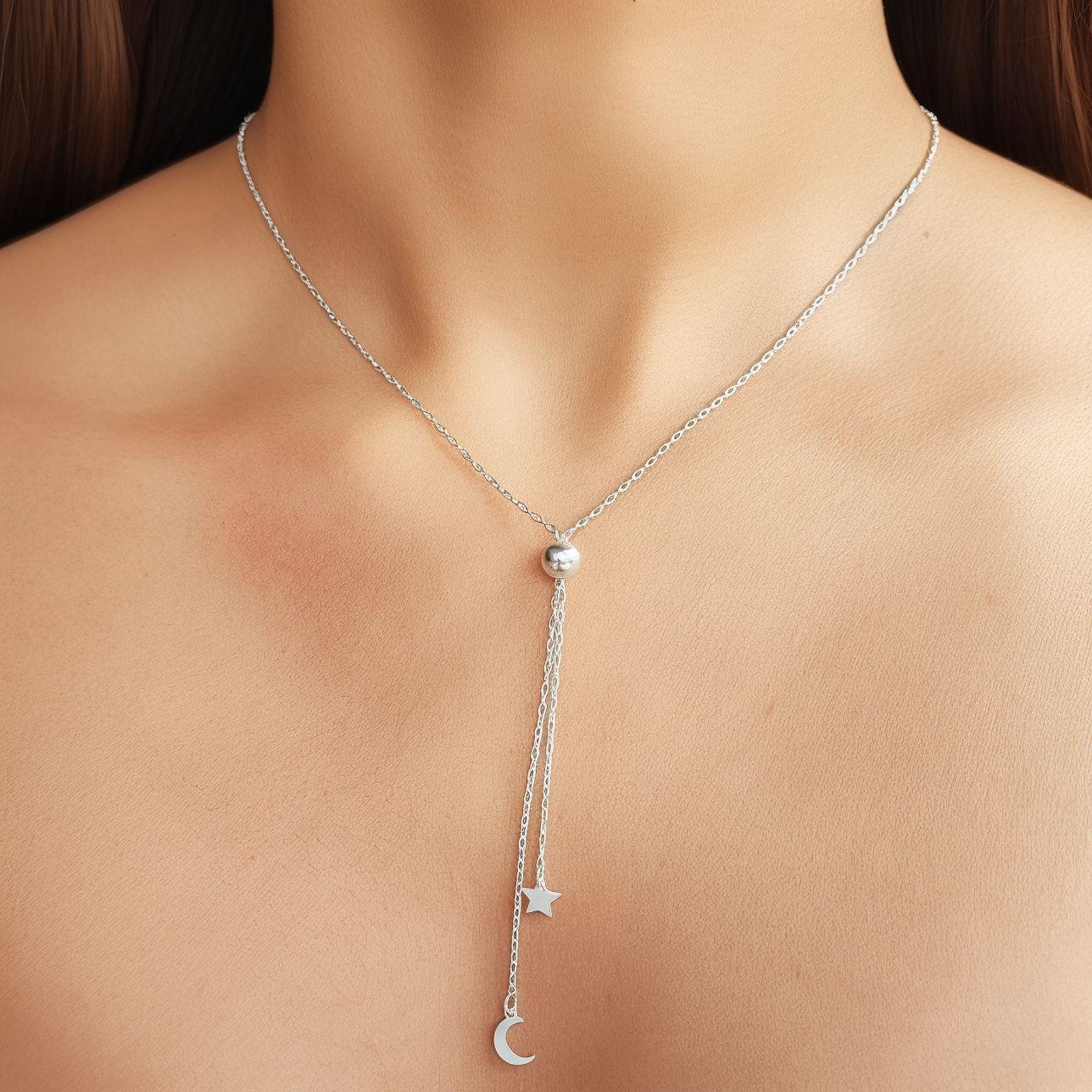 Collar Abigail Luna Estrellita Plata Fina 925-2