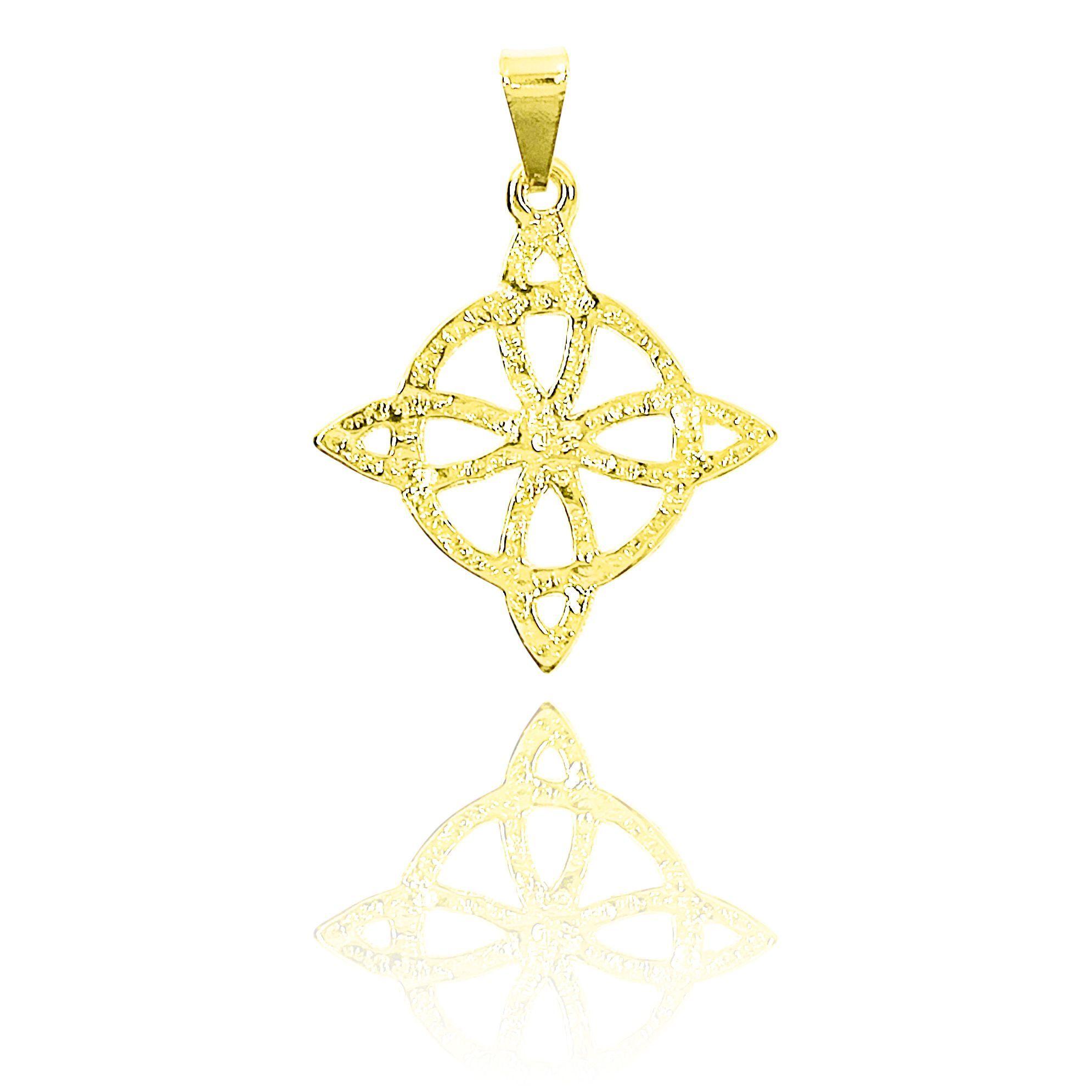Colgante Nudo De Bruja Calado Texturado Enchapado Oro 18K-2
