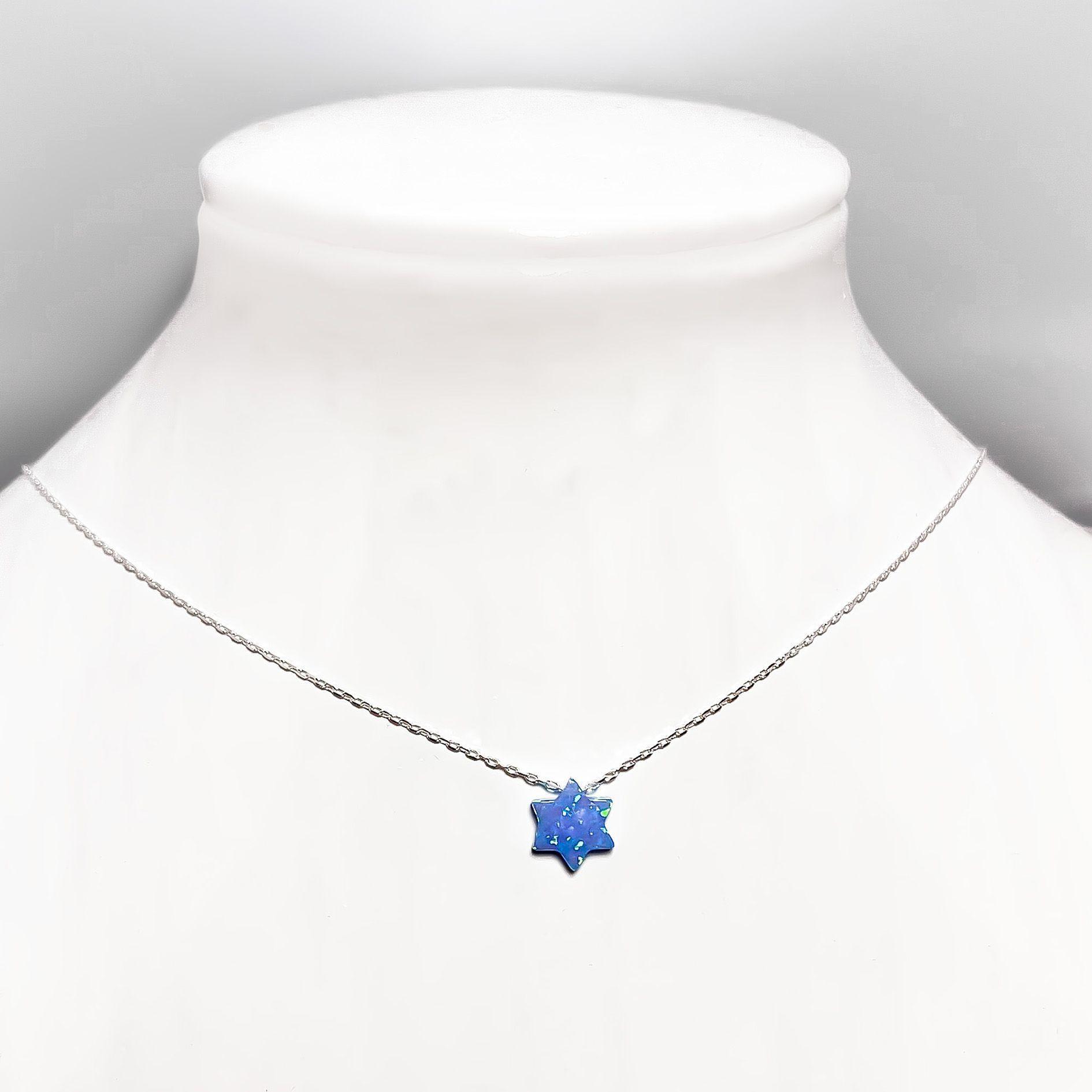 Collar Estrella Ópalo Reconstituido 45cm Plata Fina 925-0