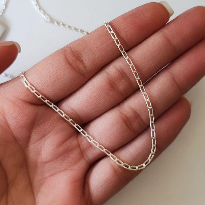 Cadena 50cm Eslabón Alargado 4x2mm Plata Fina 925-3
