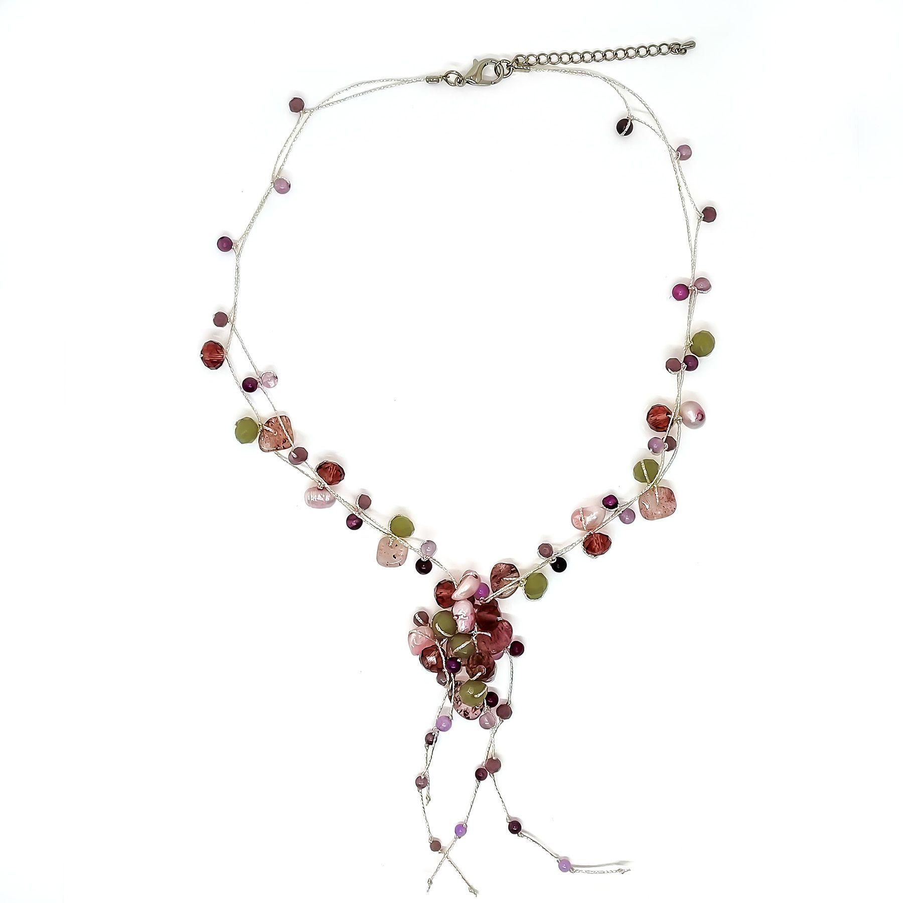 Collar Amatista Perla Río Cristal Hilo Seda-2