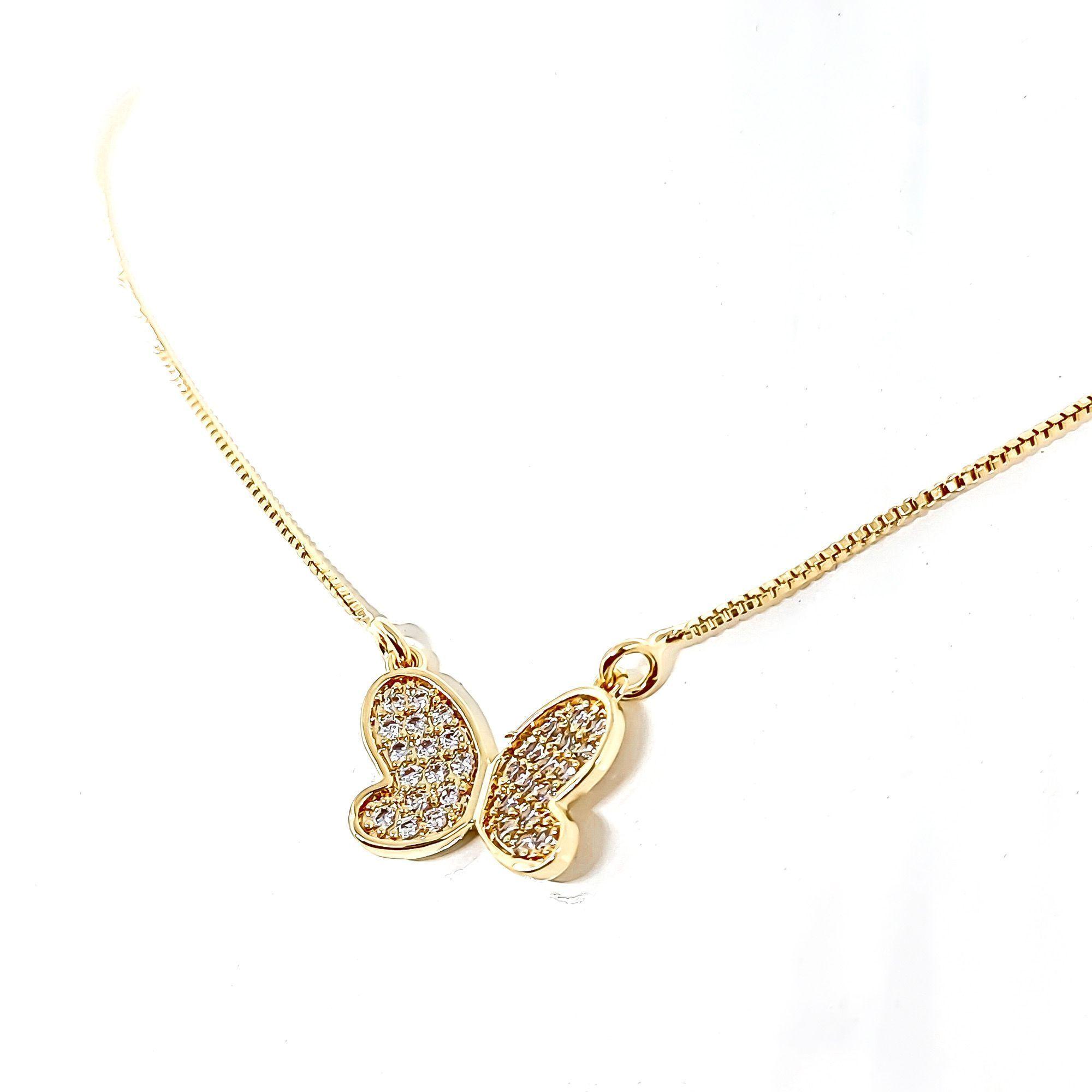Collar Mariposa Circón Veneciana Enchapado Oro 18K-2