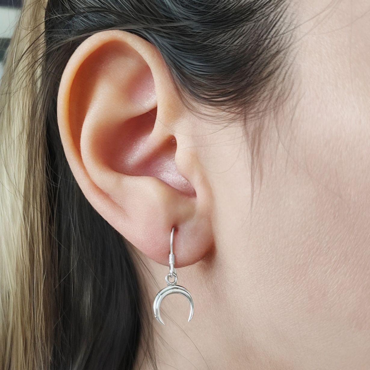 Aros Luna Invertida Mini  Plata Fina 925-4