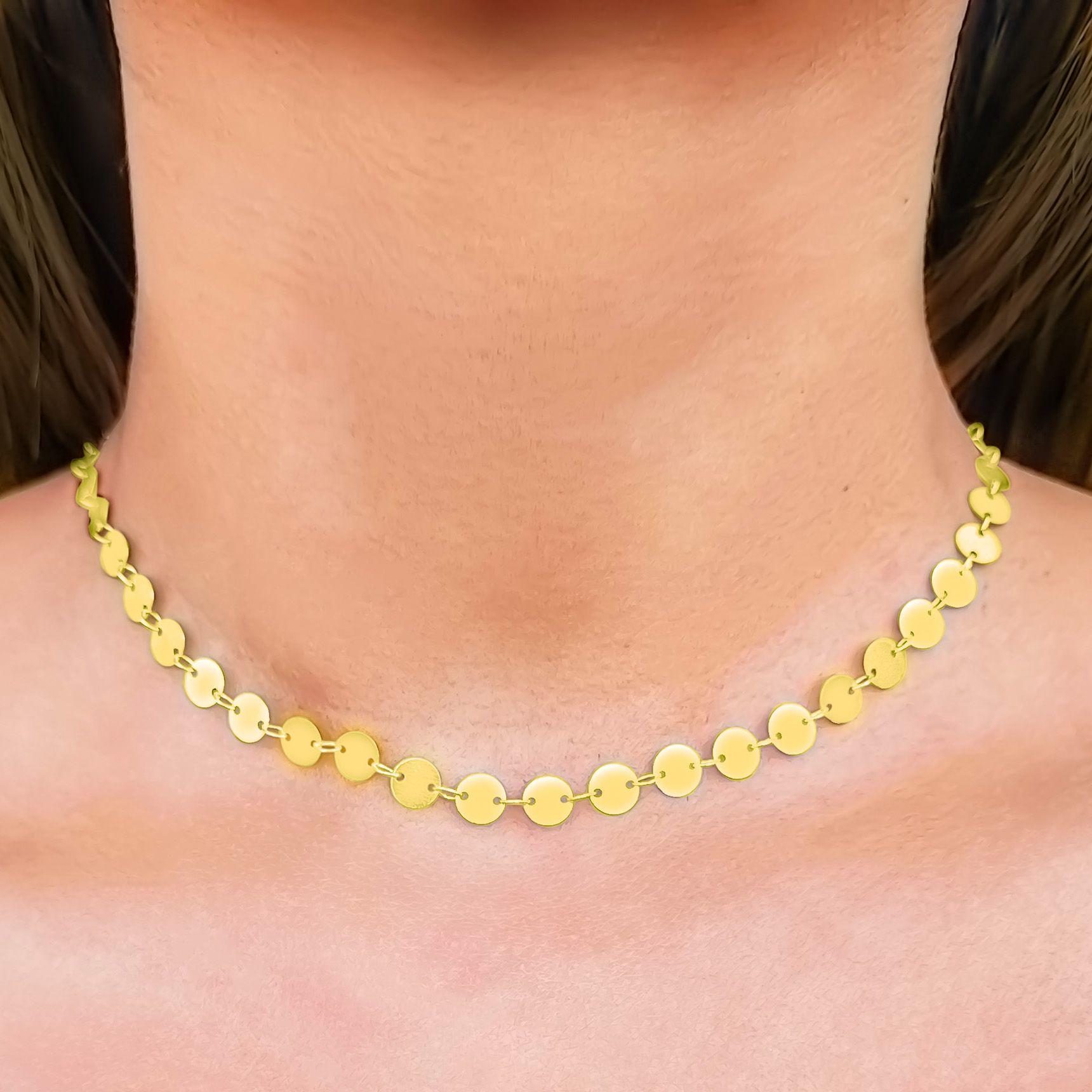 Collar Choker Circulos Enchapado Oro 18K-3