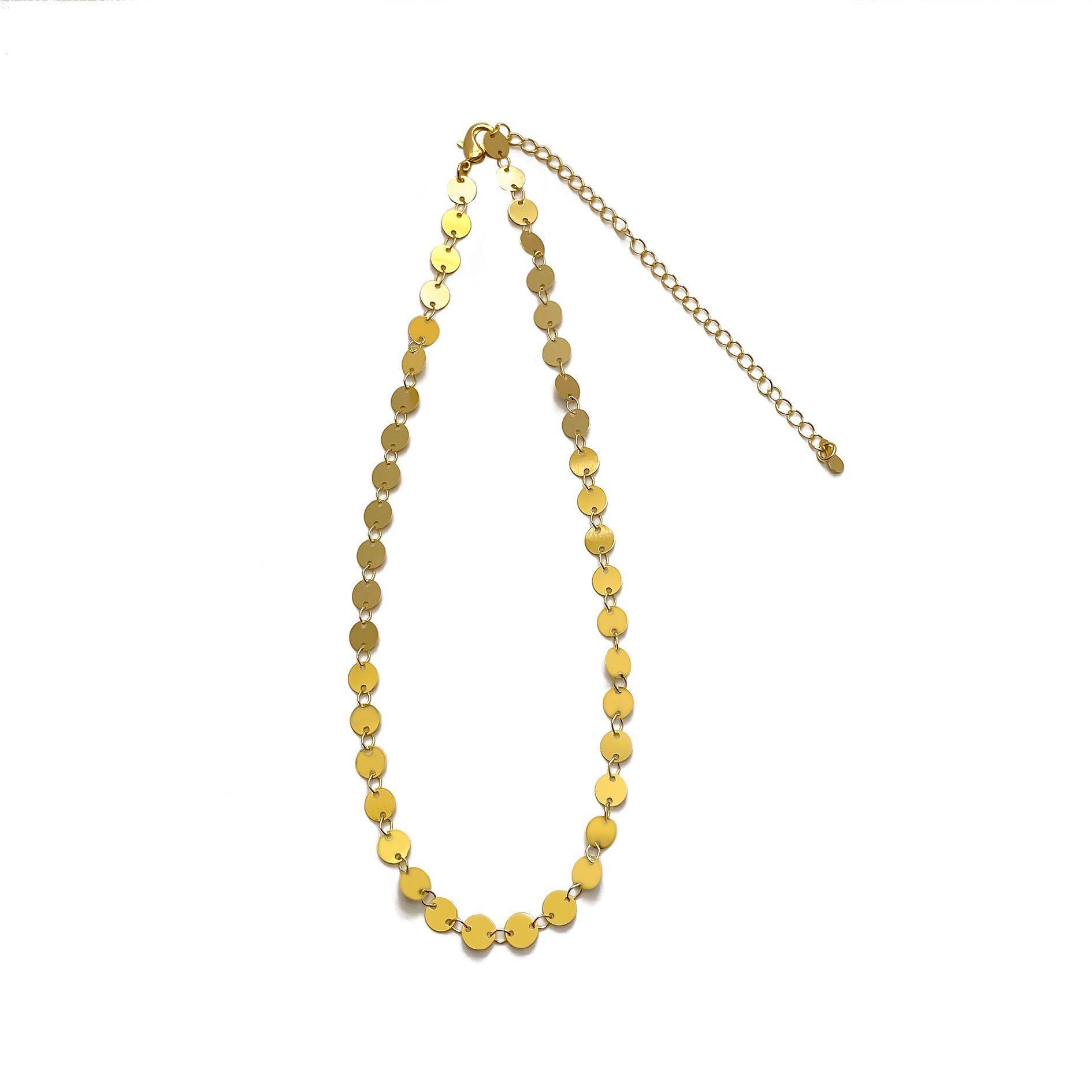 Collar Choker Circulos Enchapado Oro 18K-3