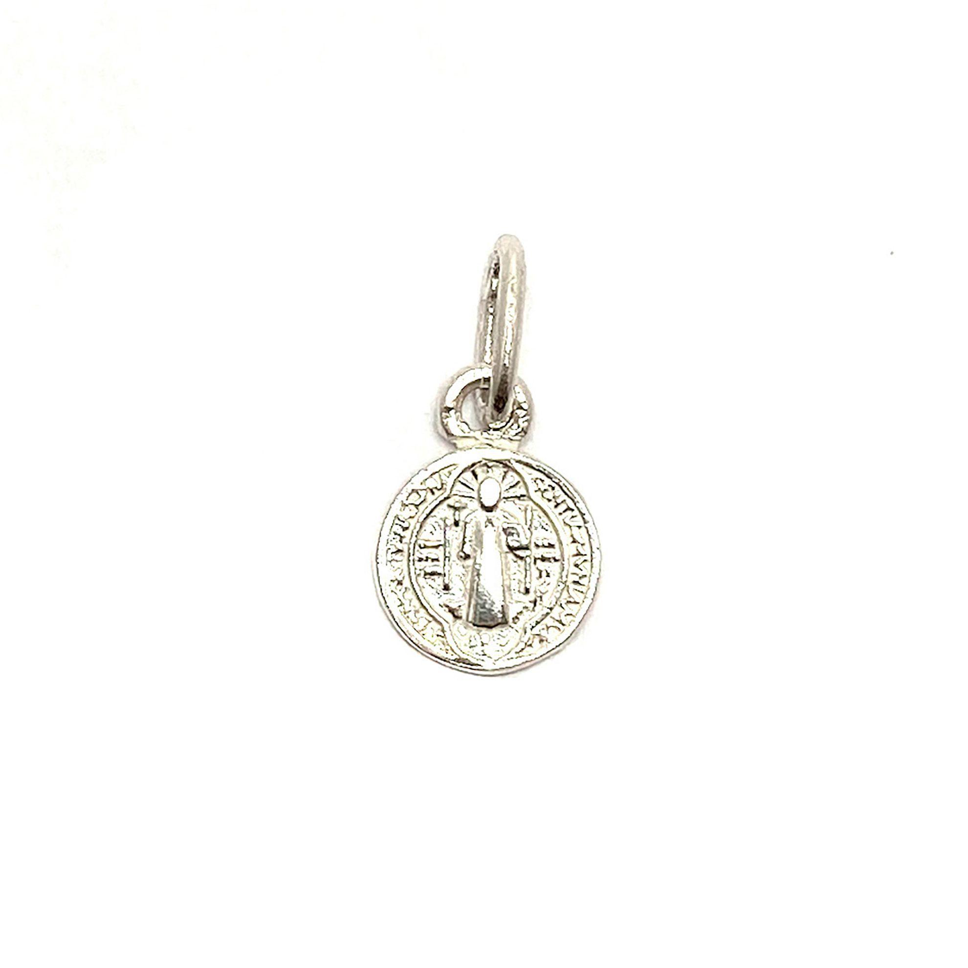 Colgante Medalla San Benito 10mm Plata Fina 925-0