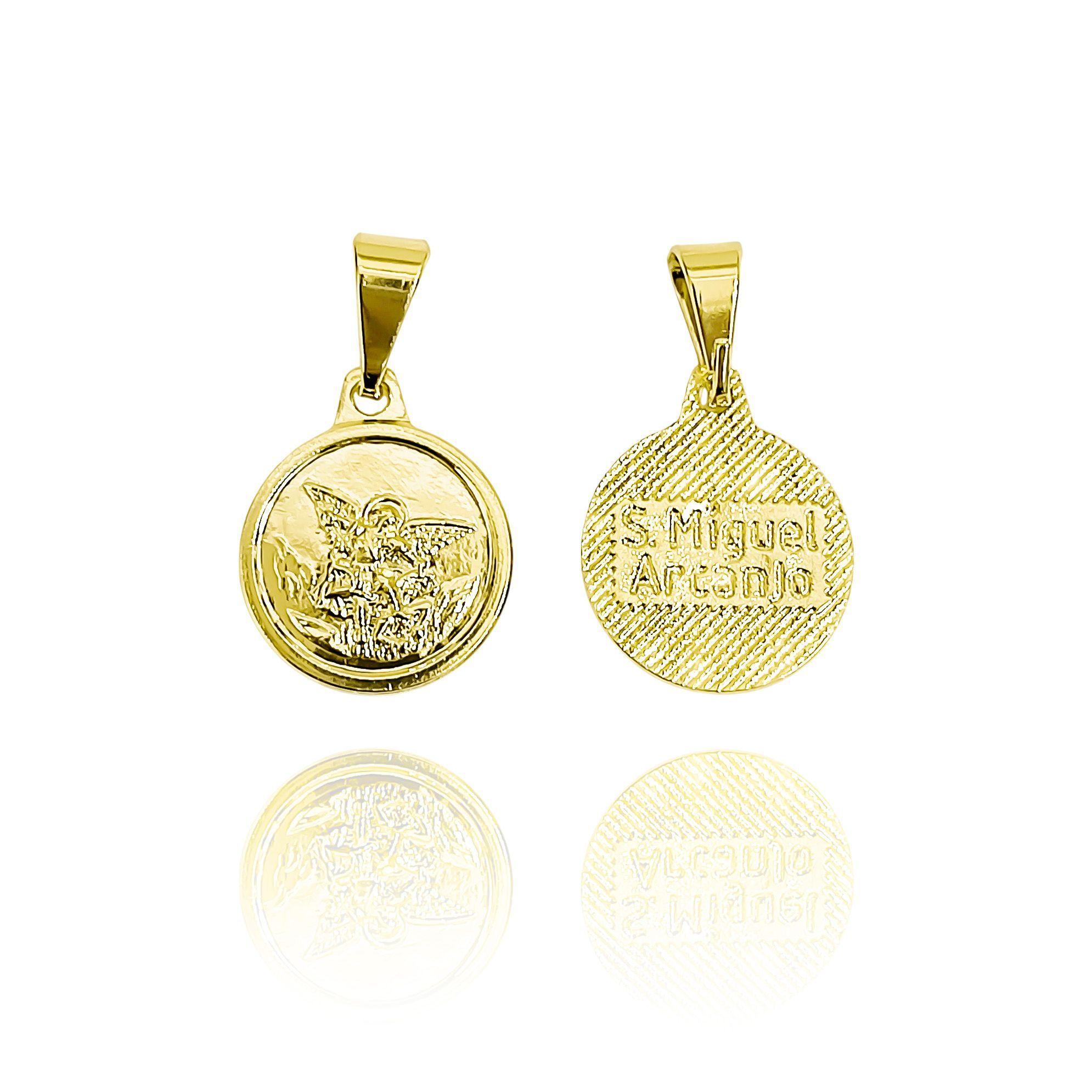 Colgante Medalla San Miguel Arc ngel 12mm Enchapado Oro 18K-4