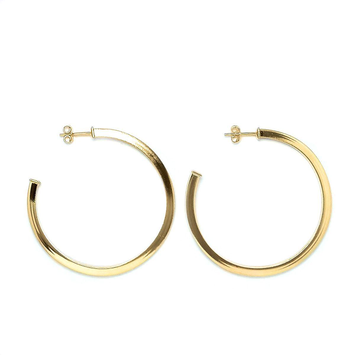 Aros Argolla Tubo Cuadrado 50mm Enchapado Oro 18K-0