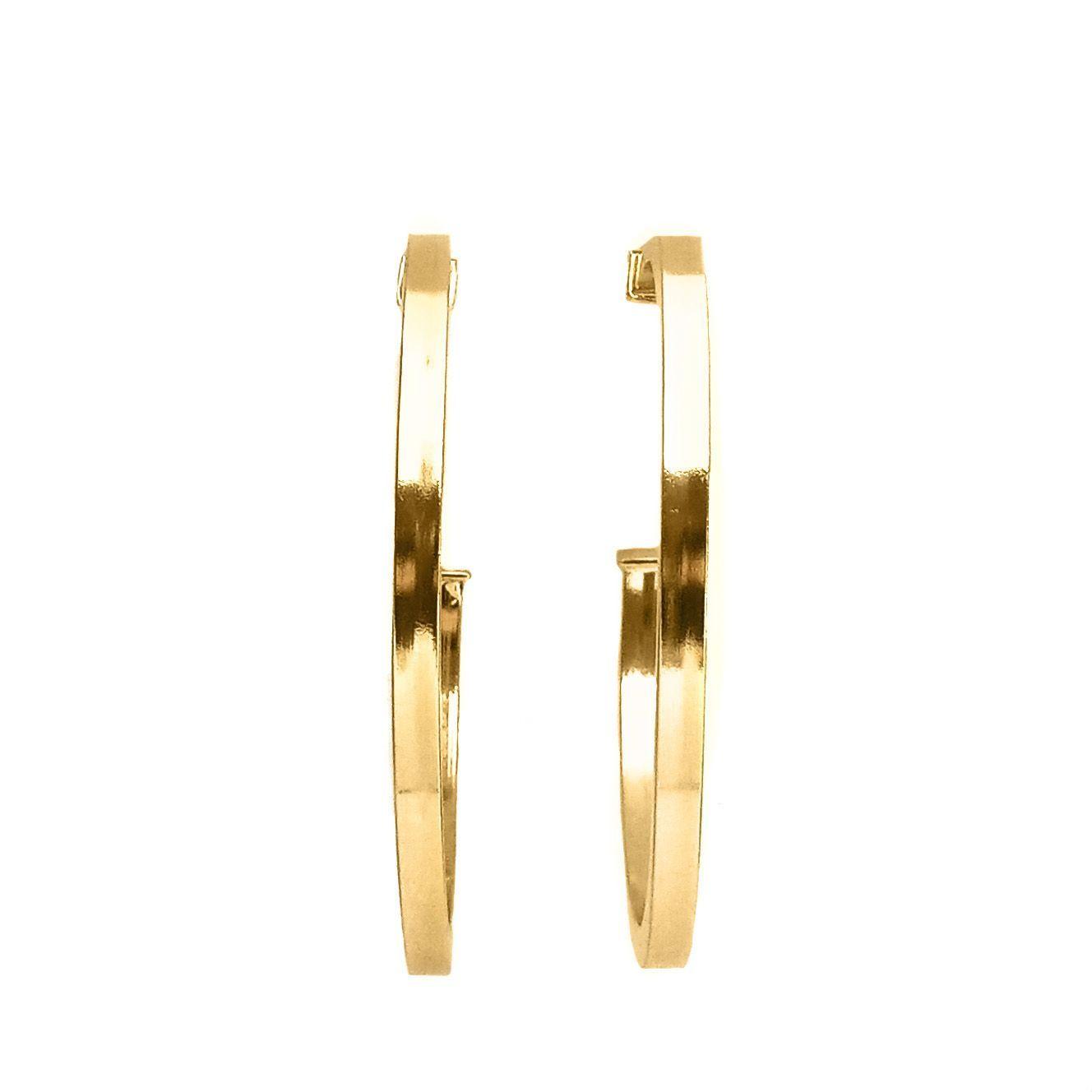 Aros Argolla Tubo Cuadrado 50mm Enchapado Oro 18K-1