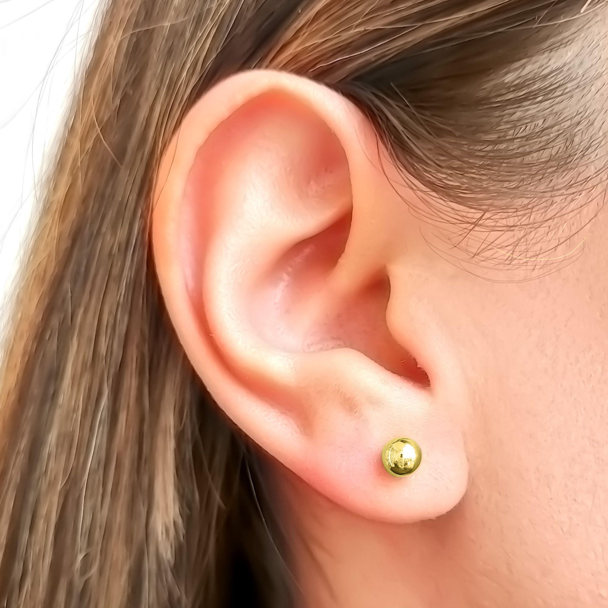 Aros Bola Lisa 5mm Enchapado Oro 18K-3