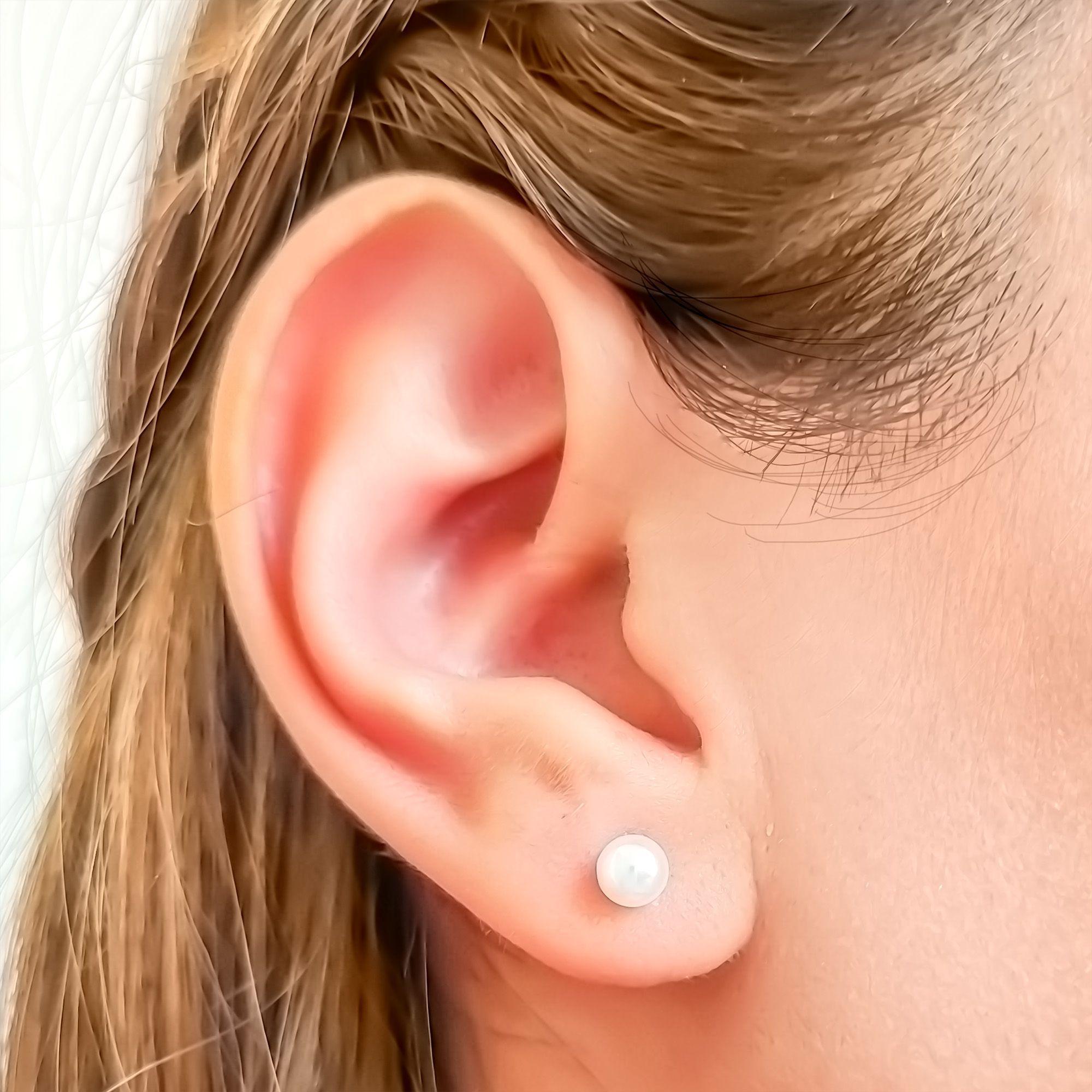 Aros Abridores Perla Sintética 5mm Laminado Oro 18K-3