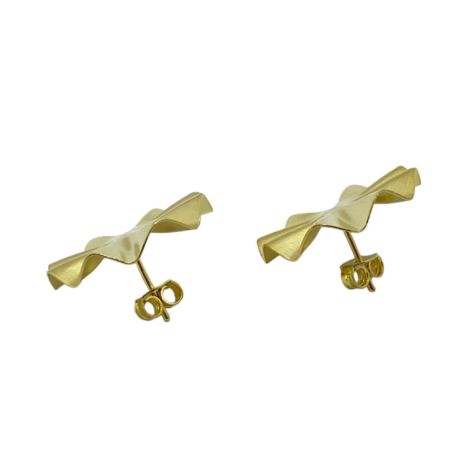 Aros Leonor Redondos Plisados Enchapado Oro 18K -1