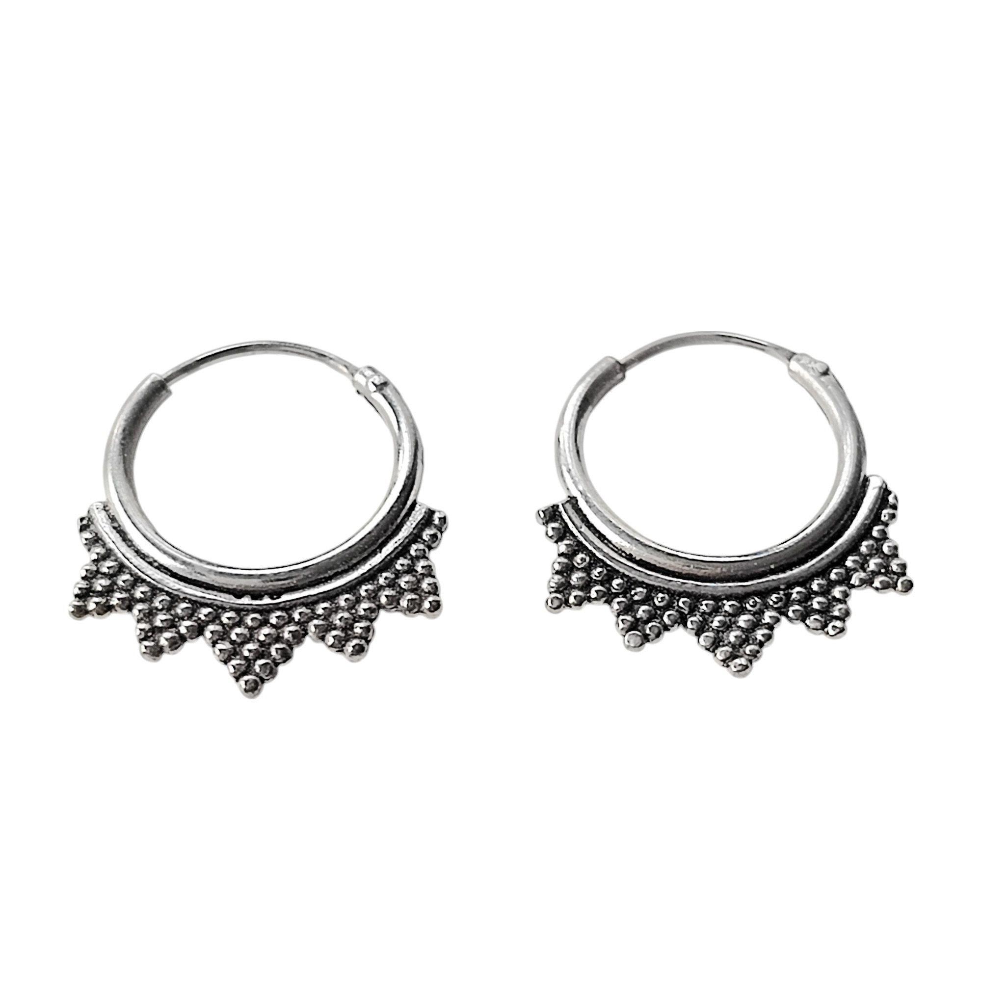 Aros Argollas Étnico Fino Plata Fina 925-2