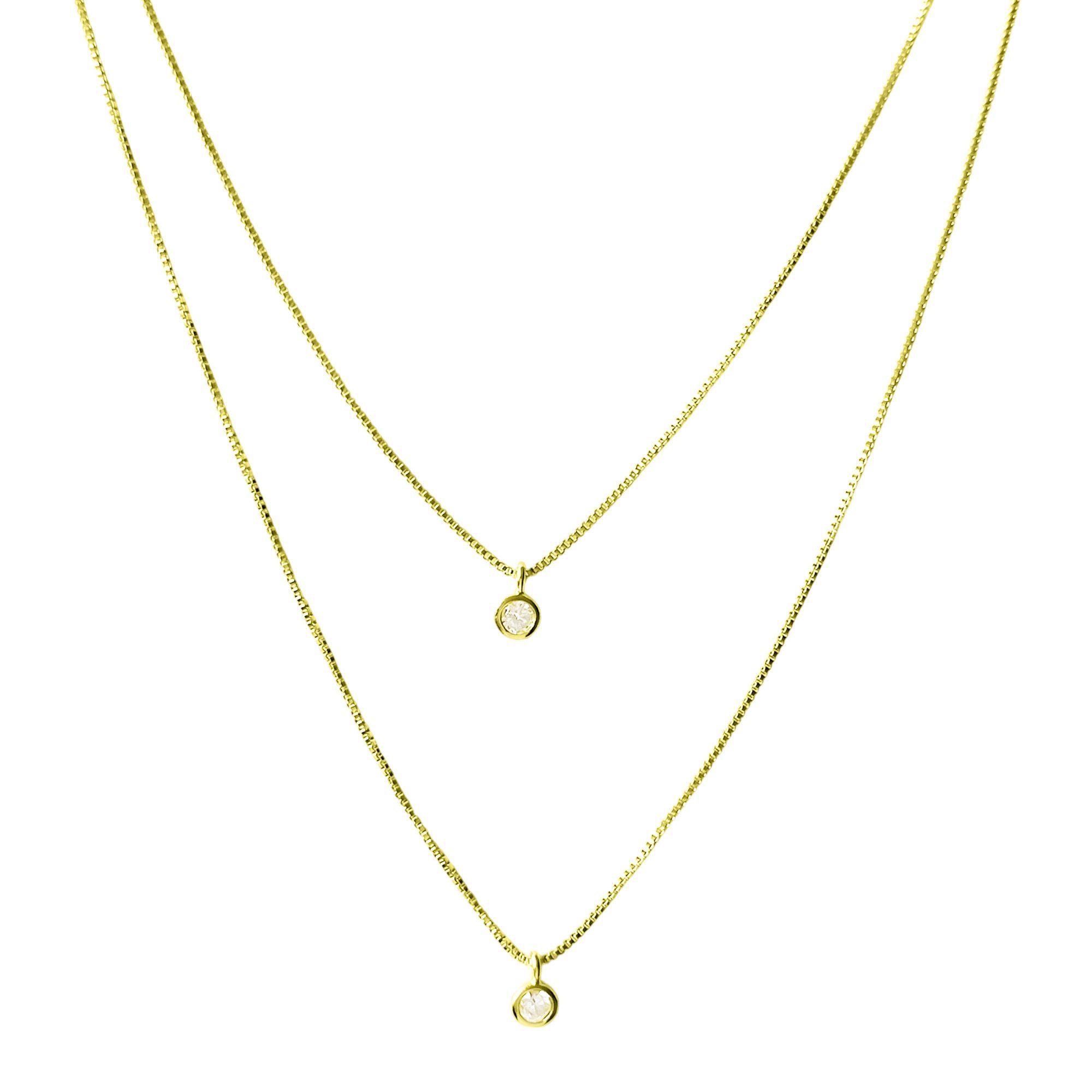 Collar Doble Punto De Luz Veneciana Enchapado Oro 18K-2