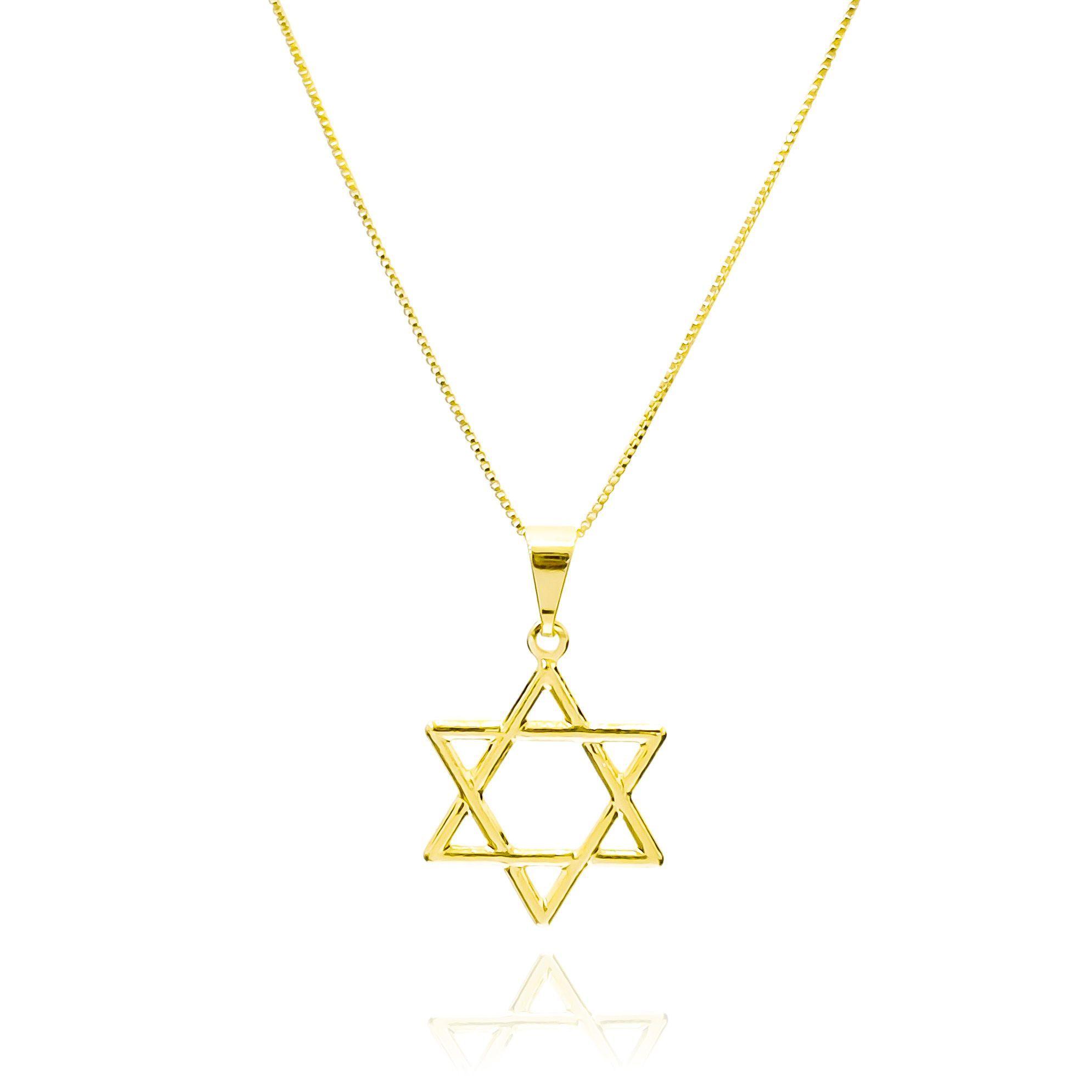 Collar Estrella De David 16mm Enchapado Oro 18K-2