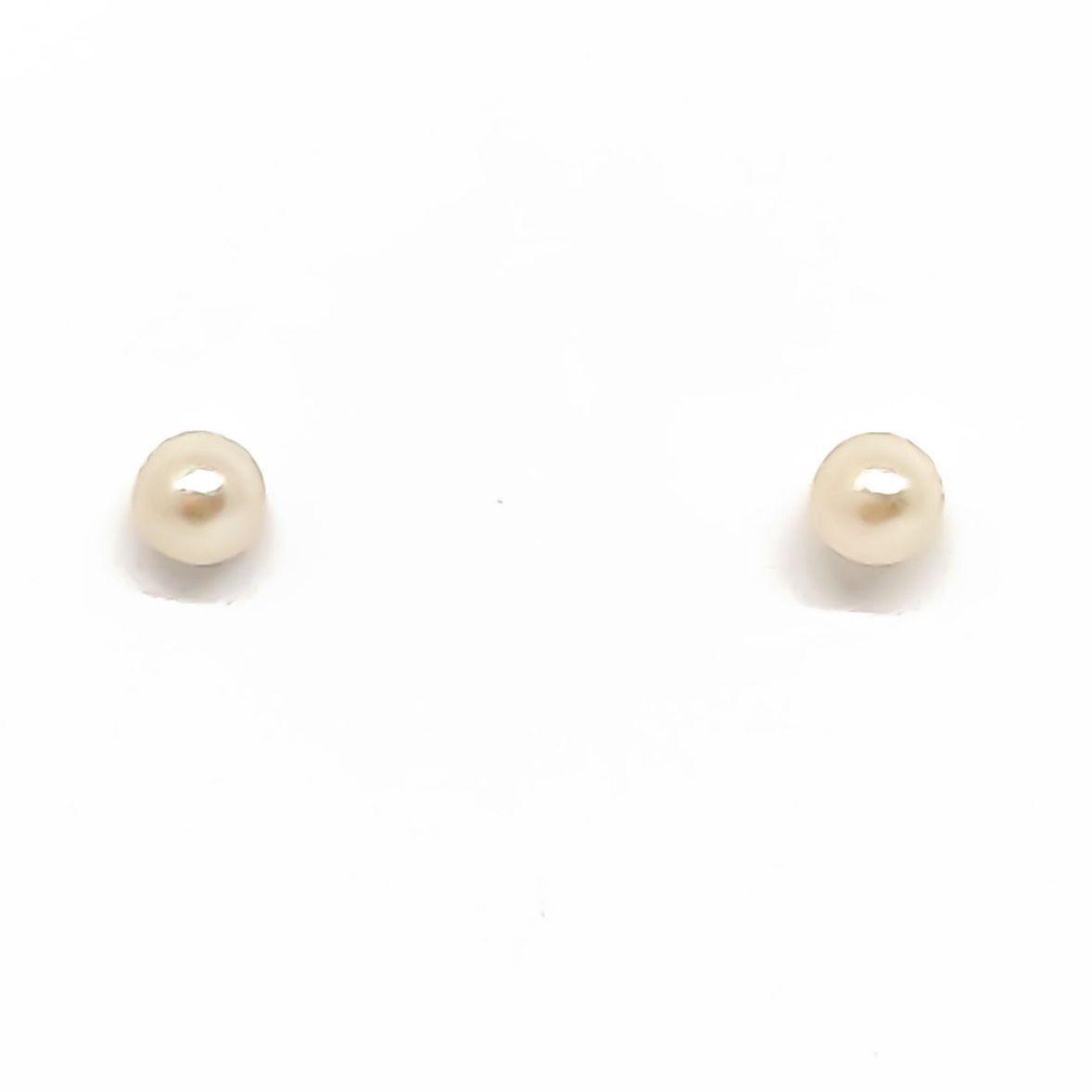 Aros Bebé Mini Perla Sintética 3mm Enchapado Oro 18K-0