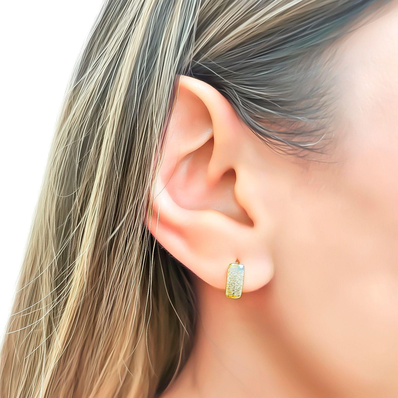 Aros Argolla 3 líneas Circón Blanco 11mm Enchapado Oro 18K-2