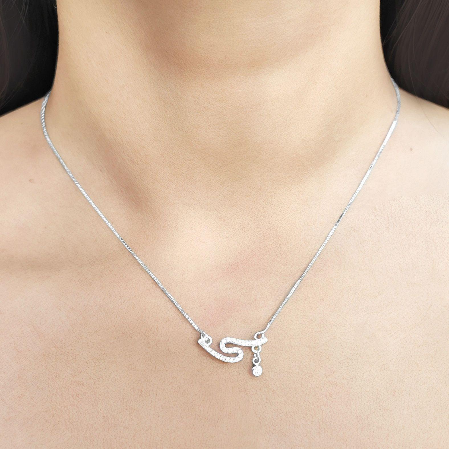 Collar Curva Circón Plata Fina 925 45CM-3
