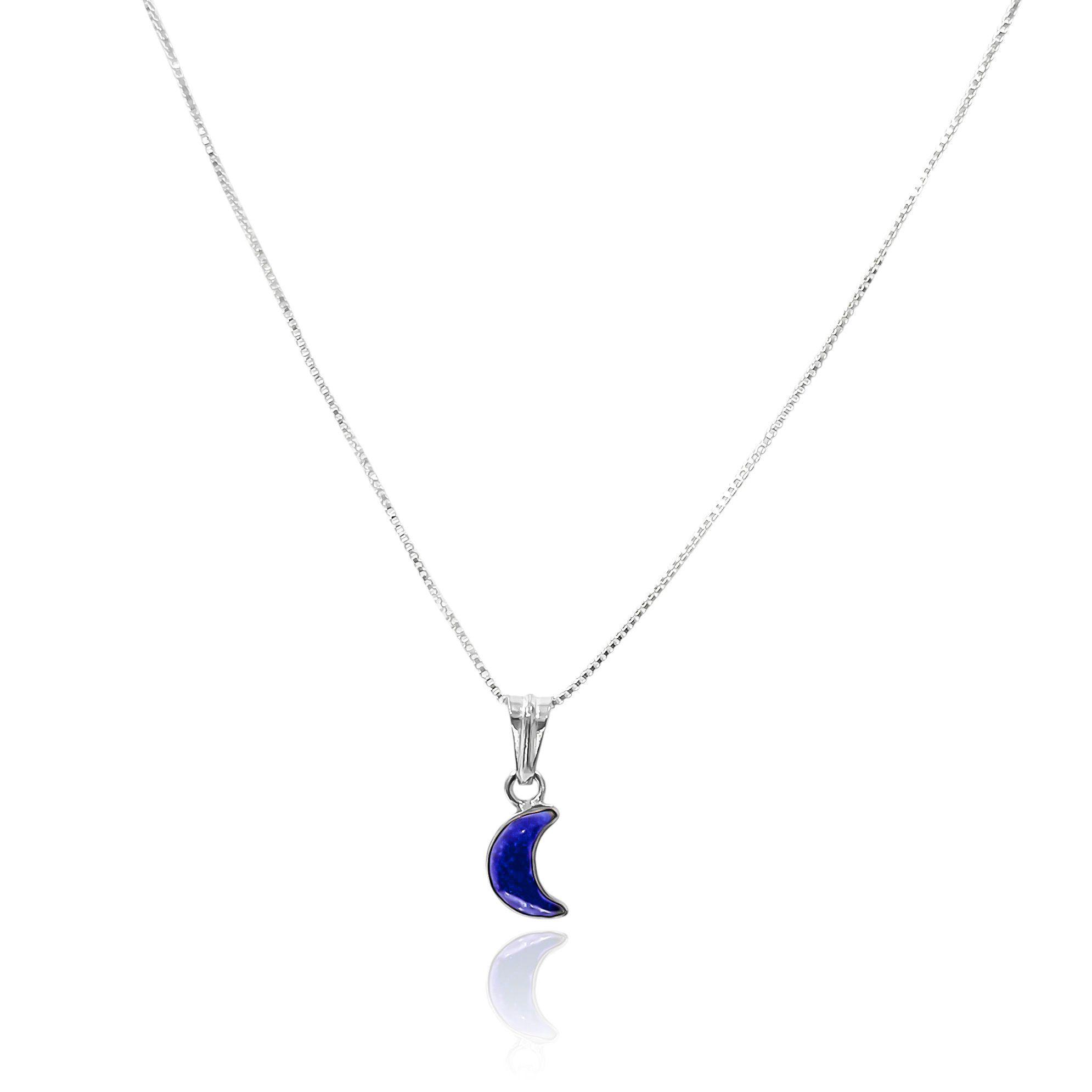 Collar Lapislázuli Luna Plata Fina 925-0