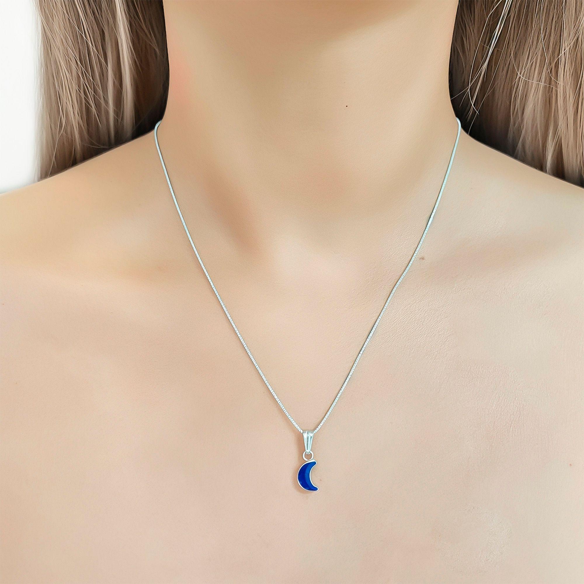 Collar Lapislázuli Luna Plata Fina 925-1