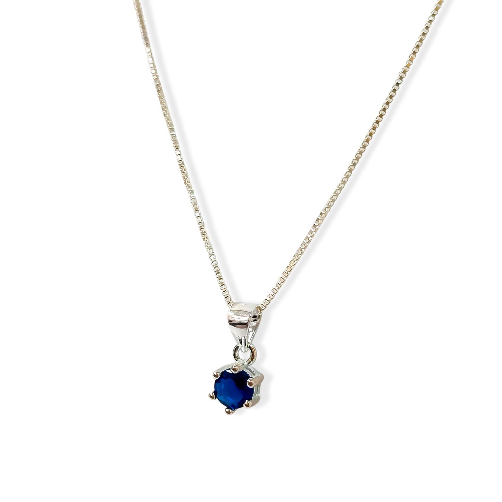 Collar Punto De Luz Circón Grifas Azul Plata Fina 925-2