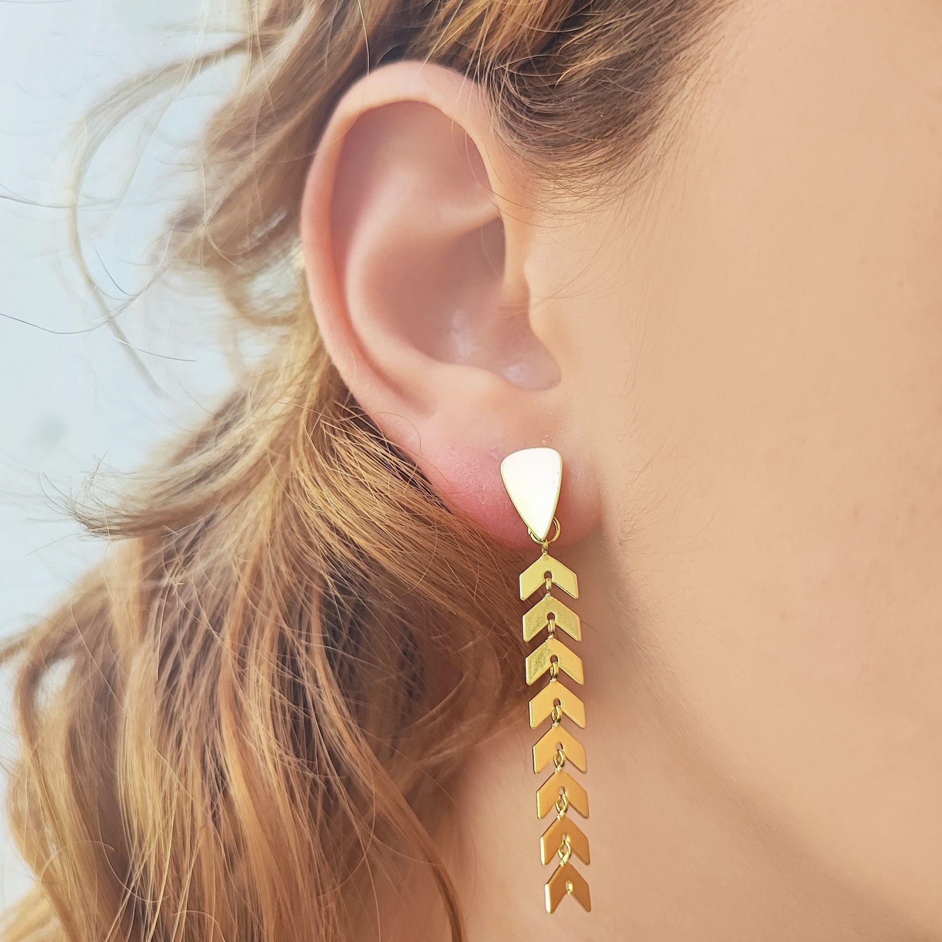 Aros Flecha Colgante Enchapado Oro 18K-3