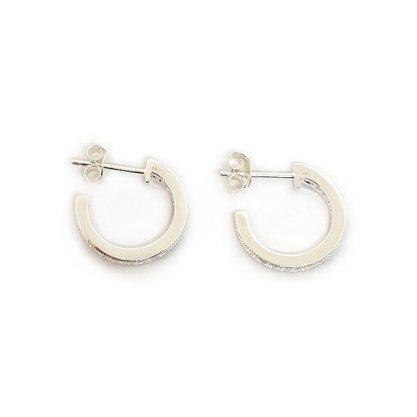 Aros Argollas Circón 16mm Plata Fina 925-2