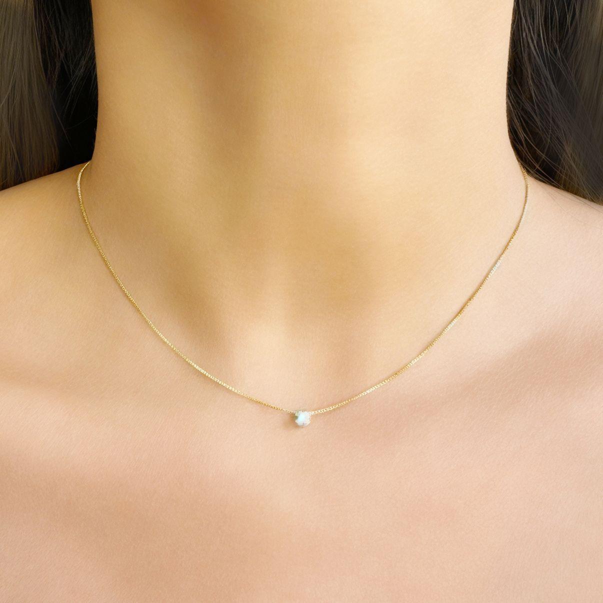 Collar Punto De Luz Mini Circón 3mm Enchapado Oro 18K-2