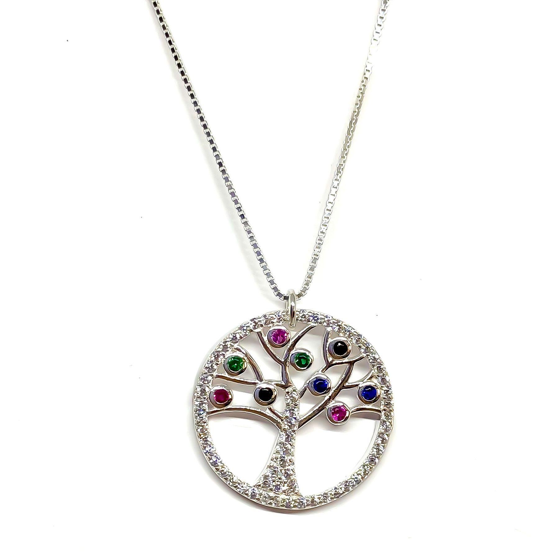 Collar Árbol de la Vida Circones Colores Plata Fina 925-2