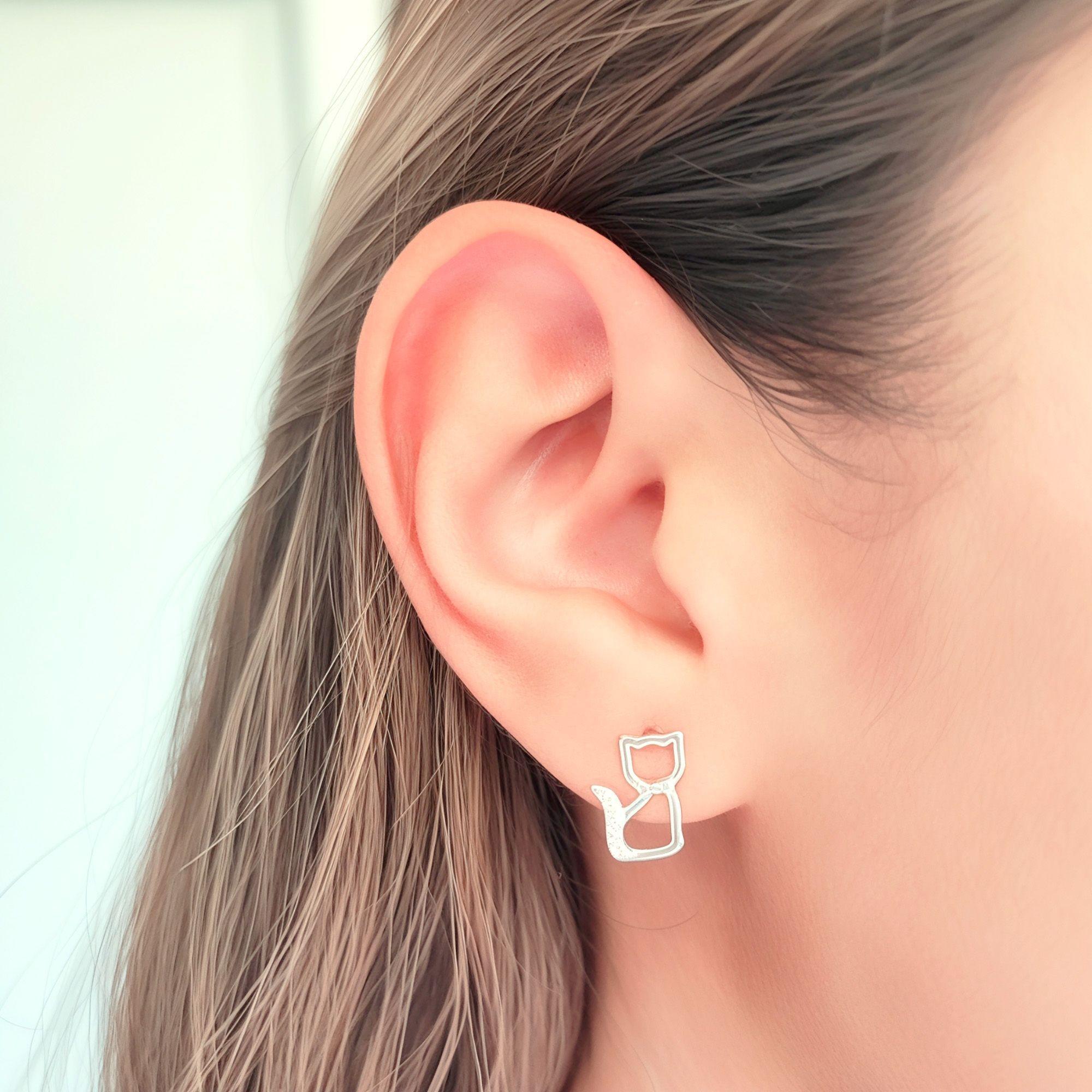 Aros Gato Circón 11mm Plata Fina 925-2