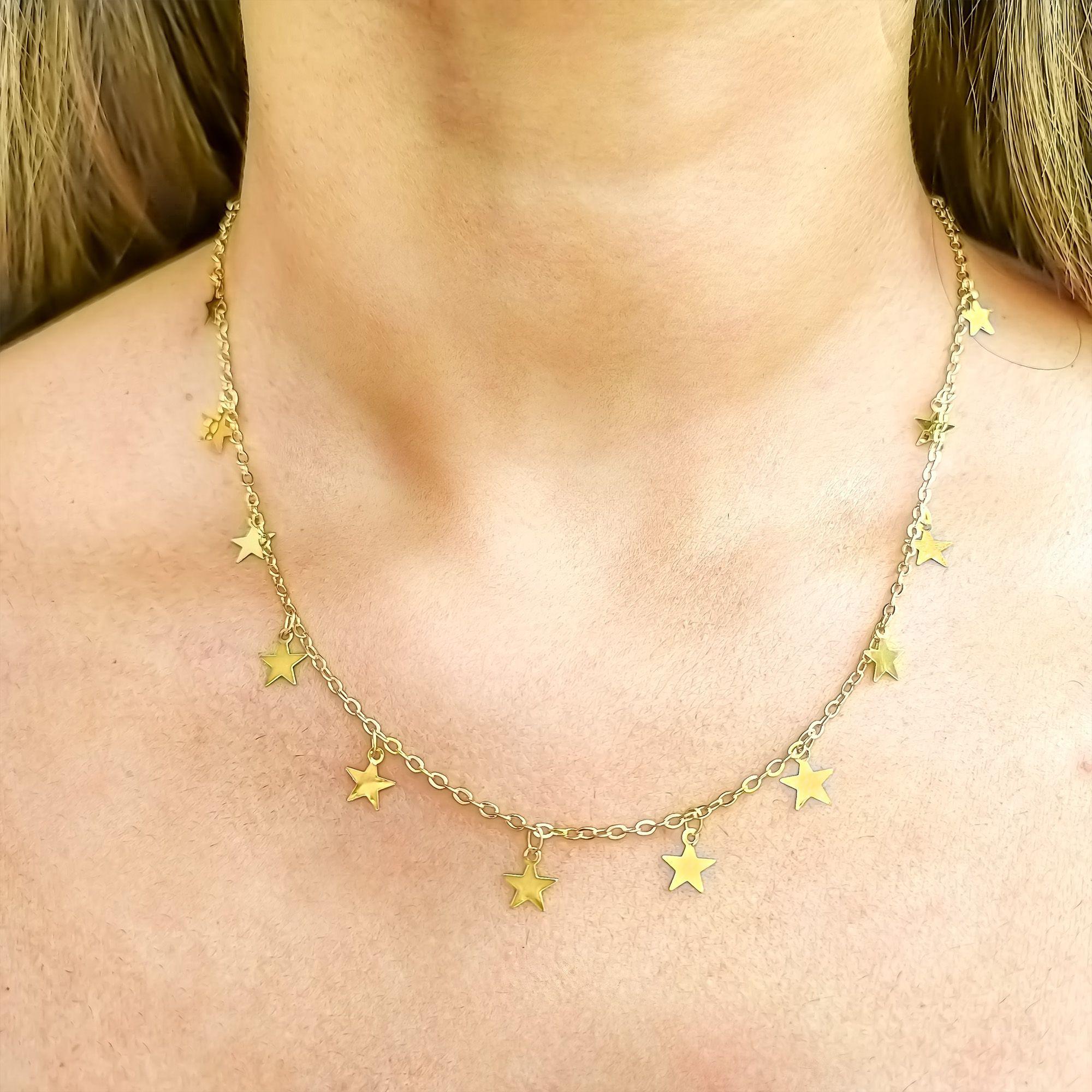 Collar Estrellas 45cm Enchapado Oro 18K-2