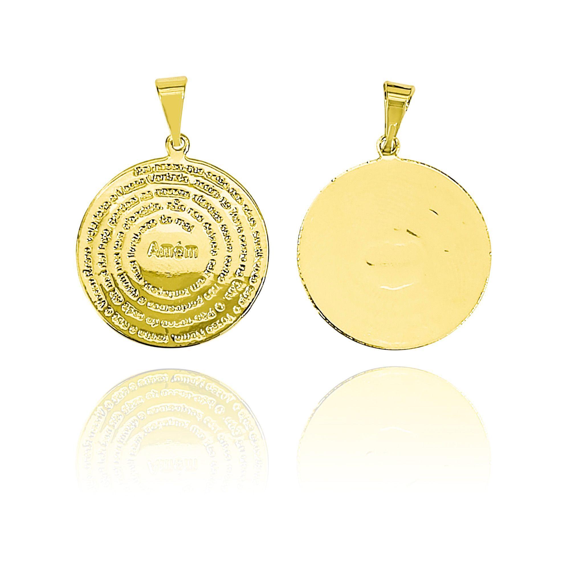 Colgante Padre Nuestro Lamina 20mm Enchapado Oro 18K-4