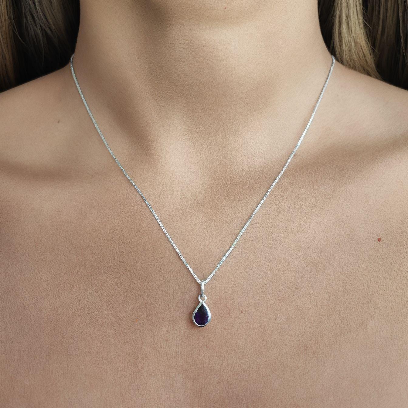 Collar Meena Gota Amatista Plata Fina 925-2