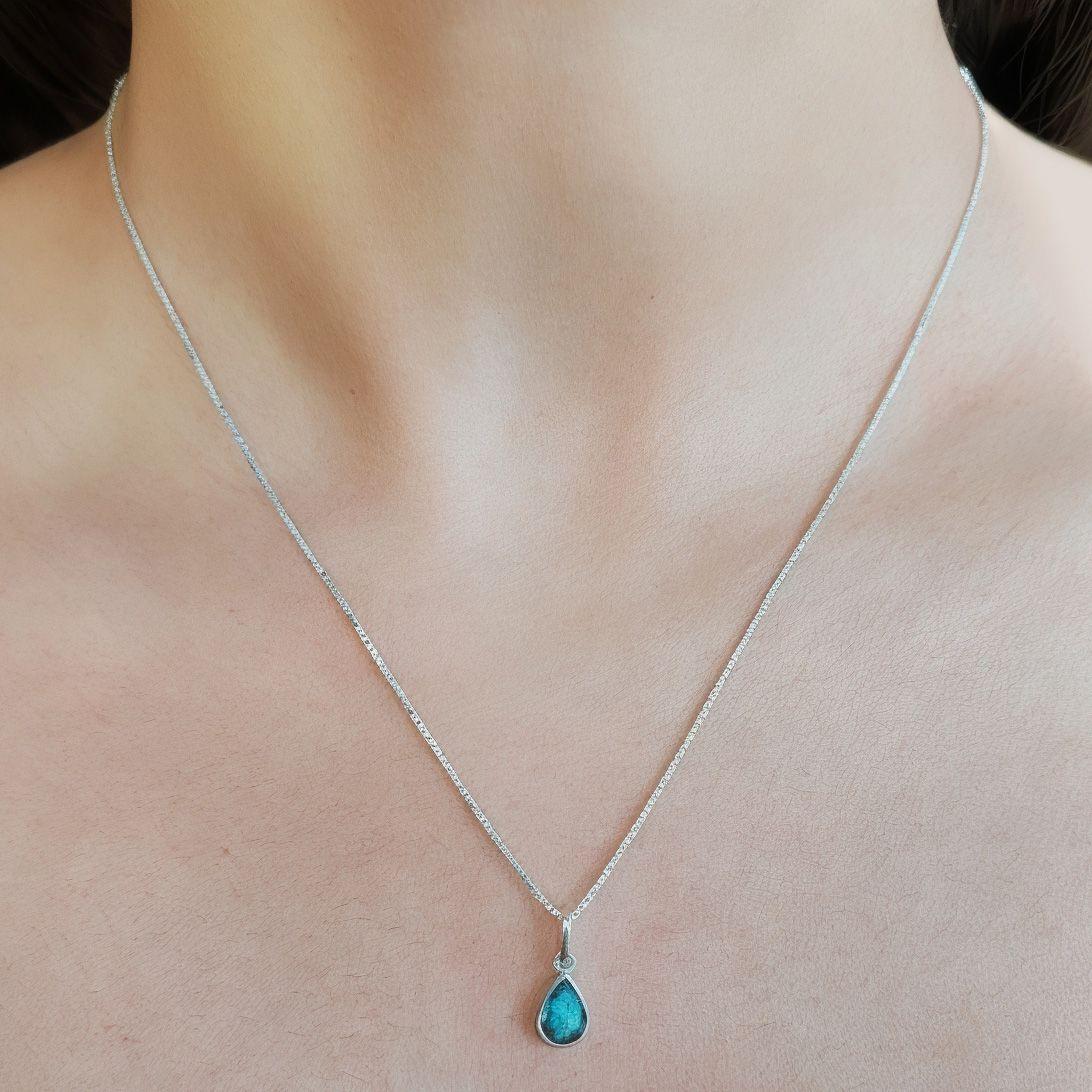Collar Meena Gota Labradorita Plata Fina 925-3
