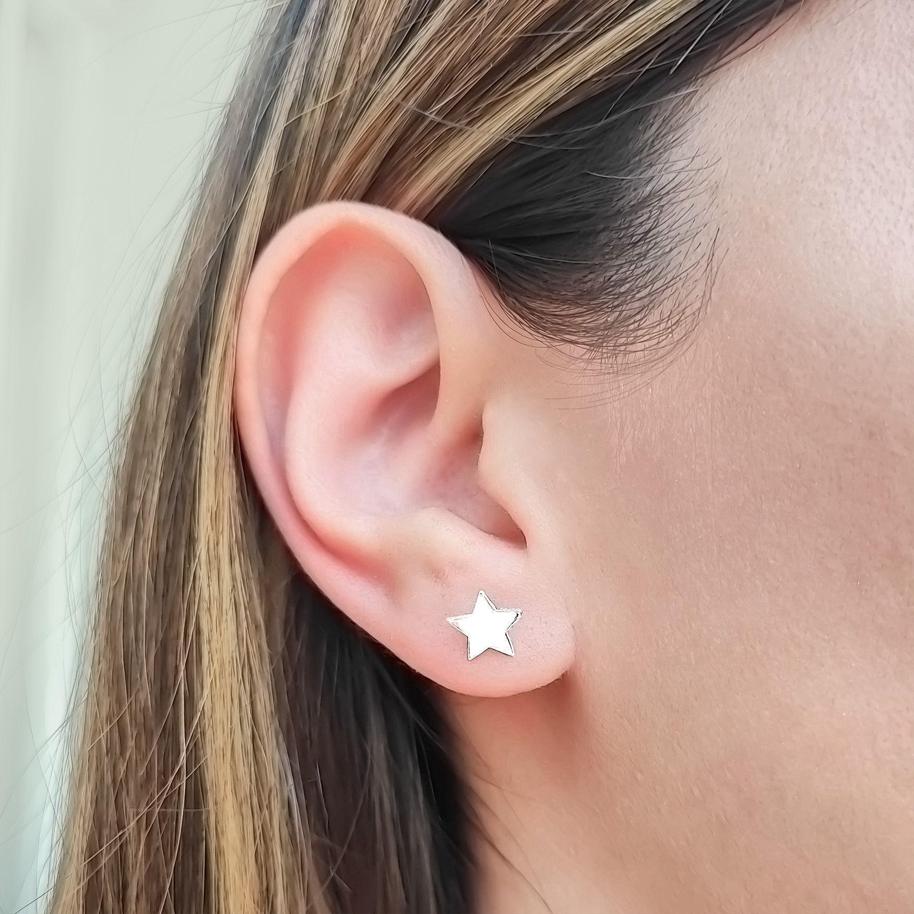 Aros Estrellas 8mm Plata Fina 925-3