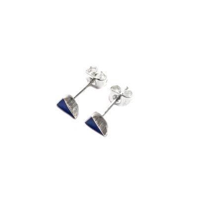 Aros Mini Triángulos Lapislázuli Plata Fina 925-2
