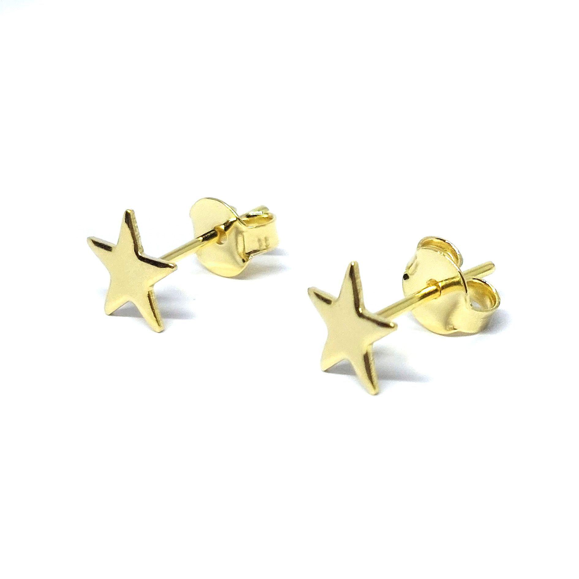 Aros Mini Estrella Fina Enchapado Oro 18K-0