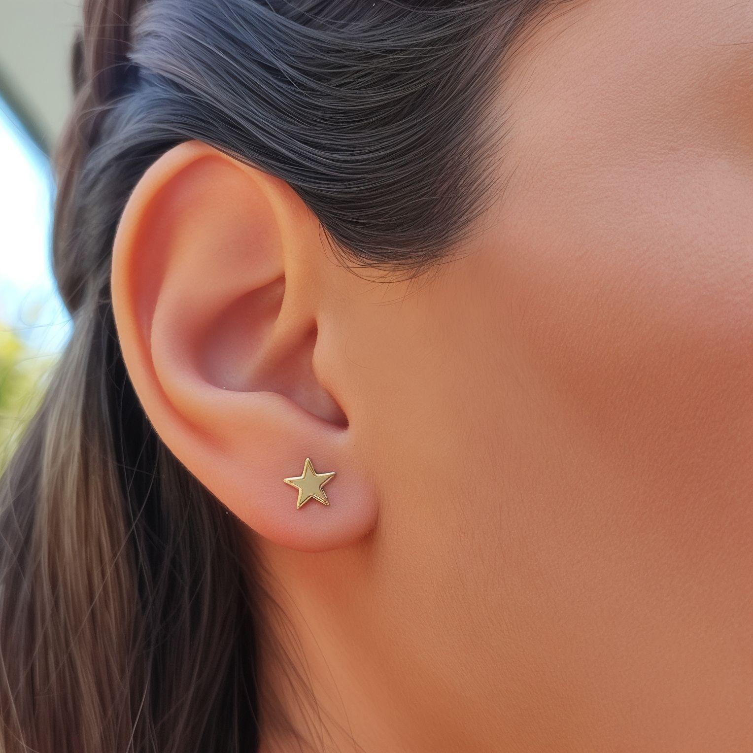 Aros Mini Estrella Fina Enchapado Oro 18K-3