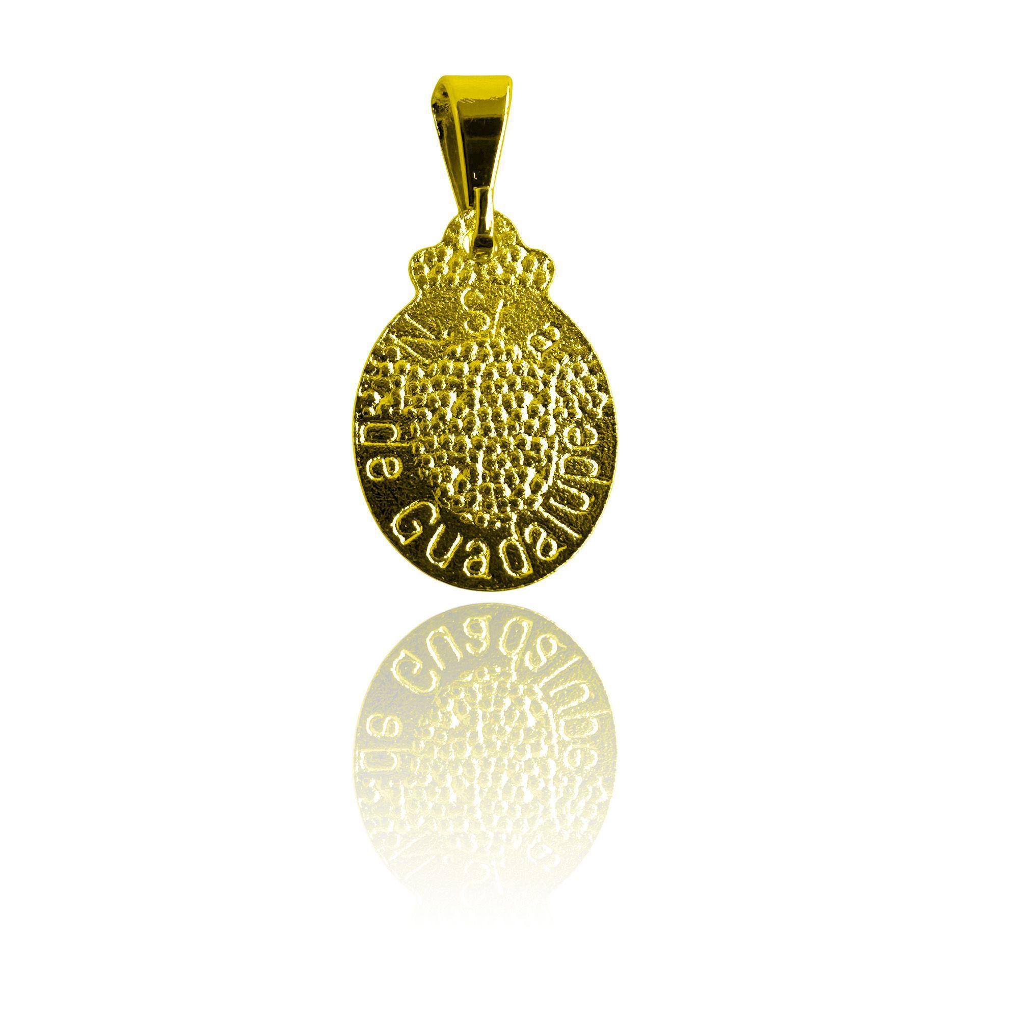 Colgante Medalla Virgen  Guadalupe 11mm Ovalado Borde Enchapado Oro 18K-2