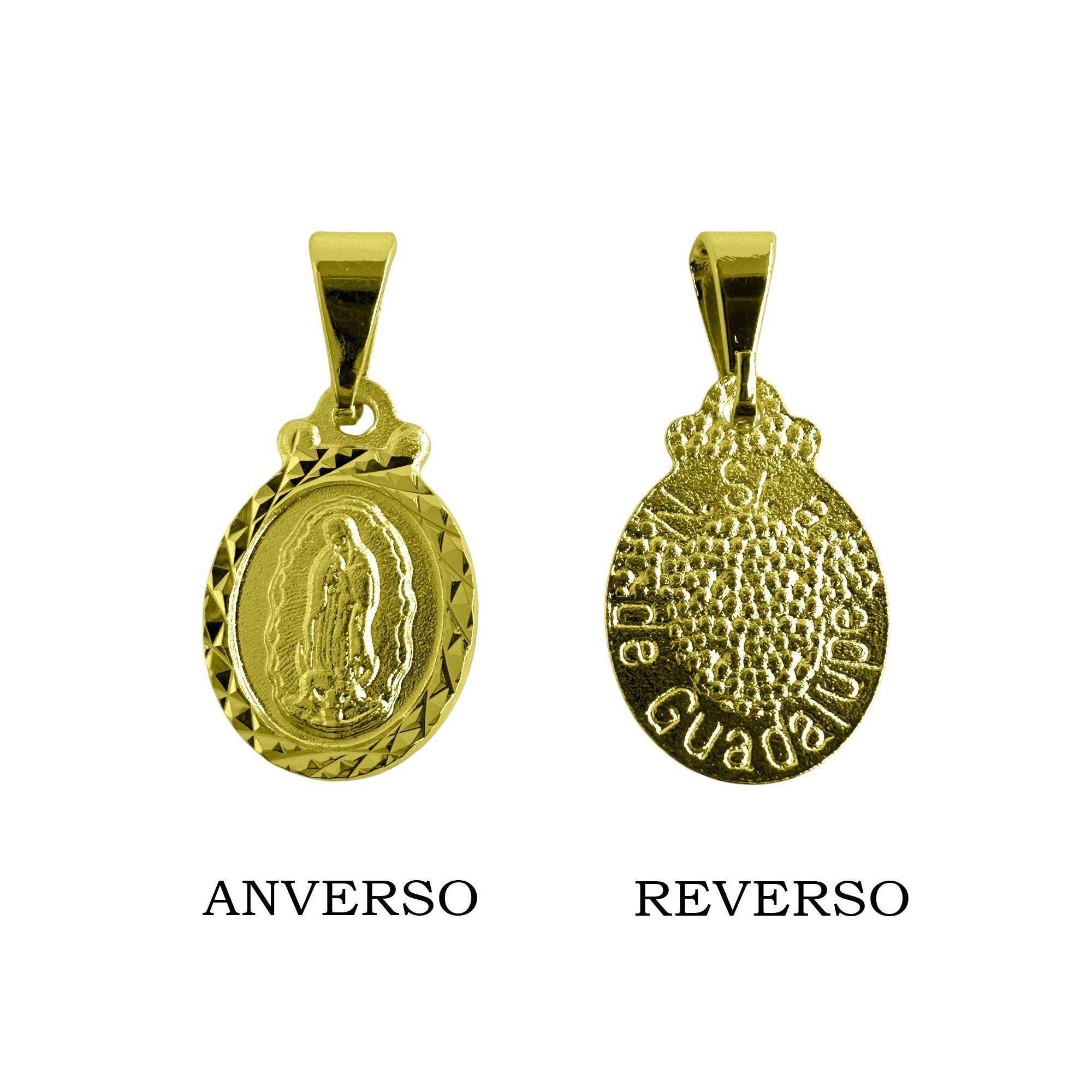 Colgante Medalla Virgen  Guadalupe 11mm Ovalado Borde Enchapado Oro 18K-3