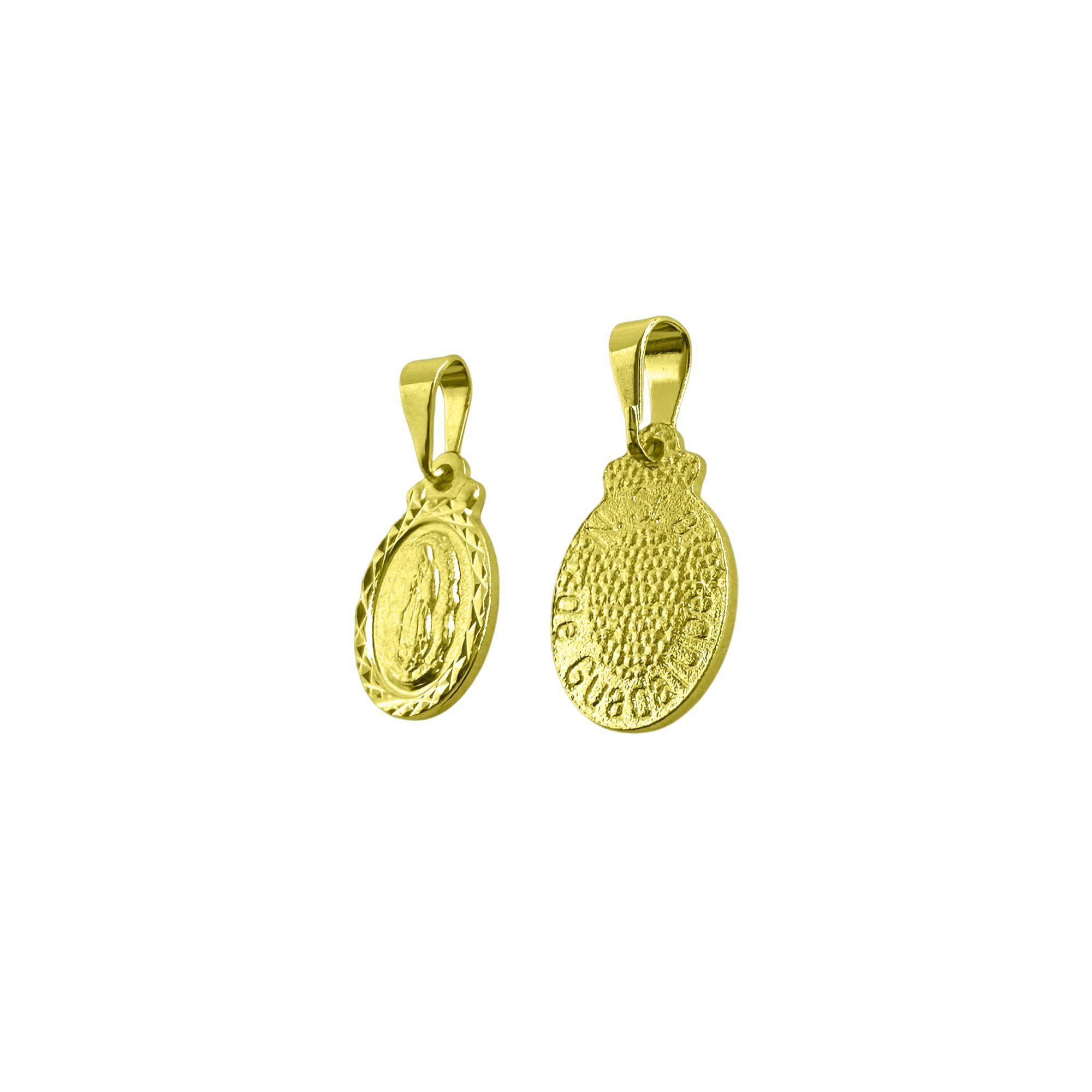 Colgante Medalla Virgen  Guadalupe 11mm Ovalado Borde Enchapado Oro 18K-4