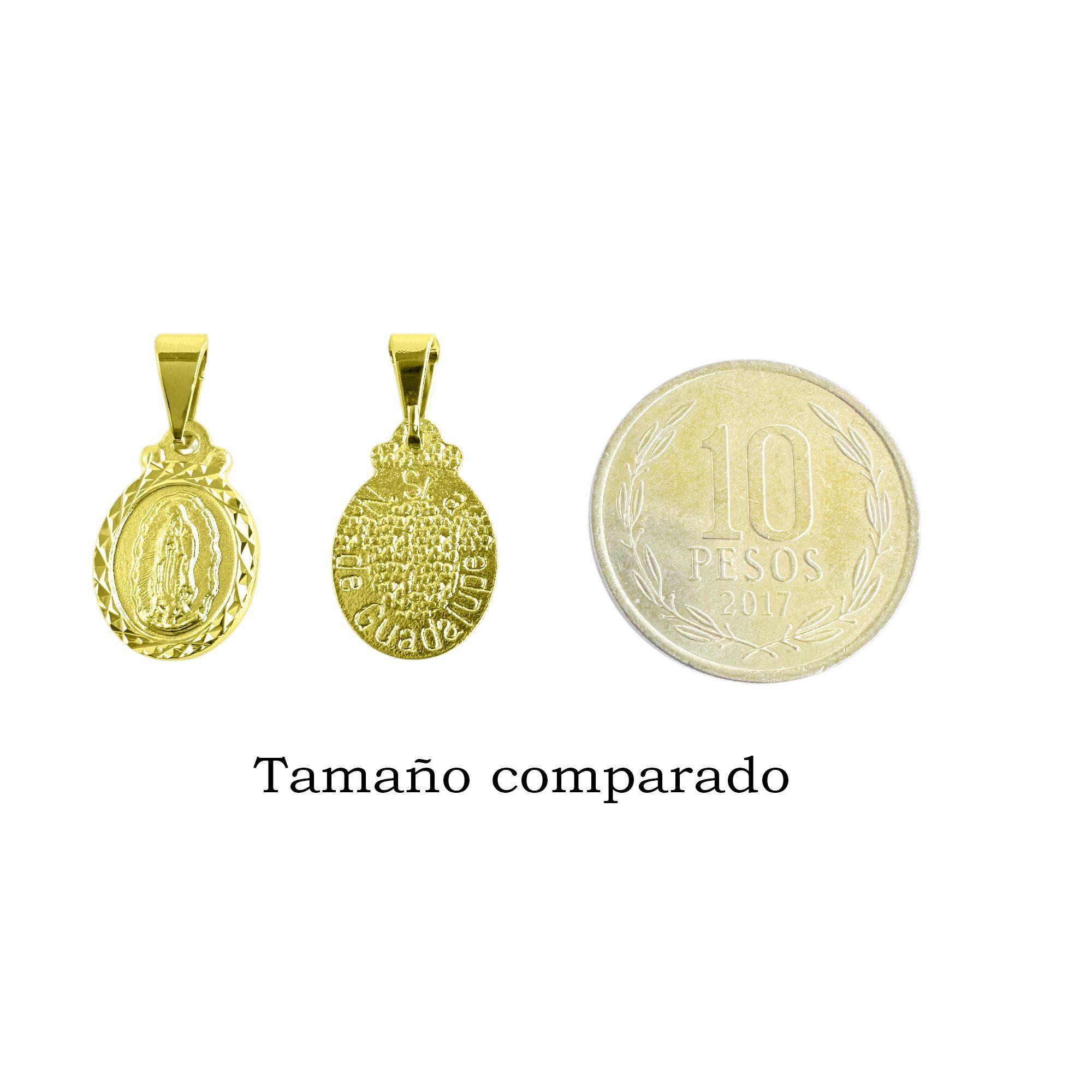 Colgante Medalla Virgen  Guadalupe 11mm Ovalado Borde Enchapado Oro 18K-5