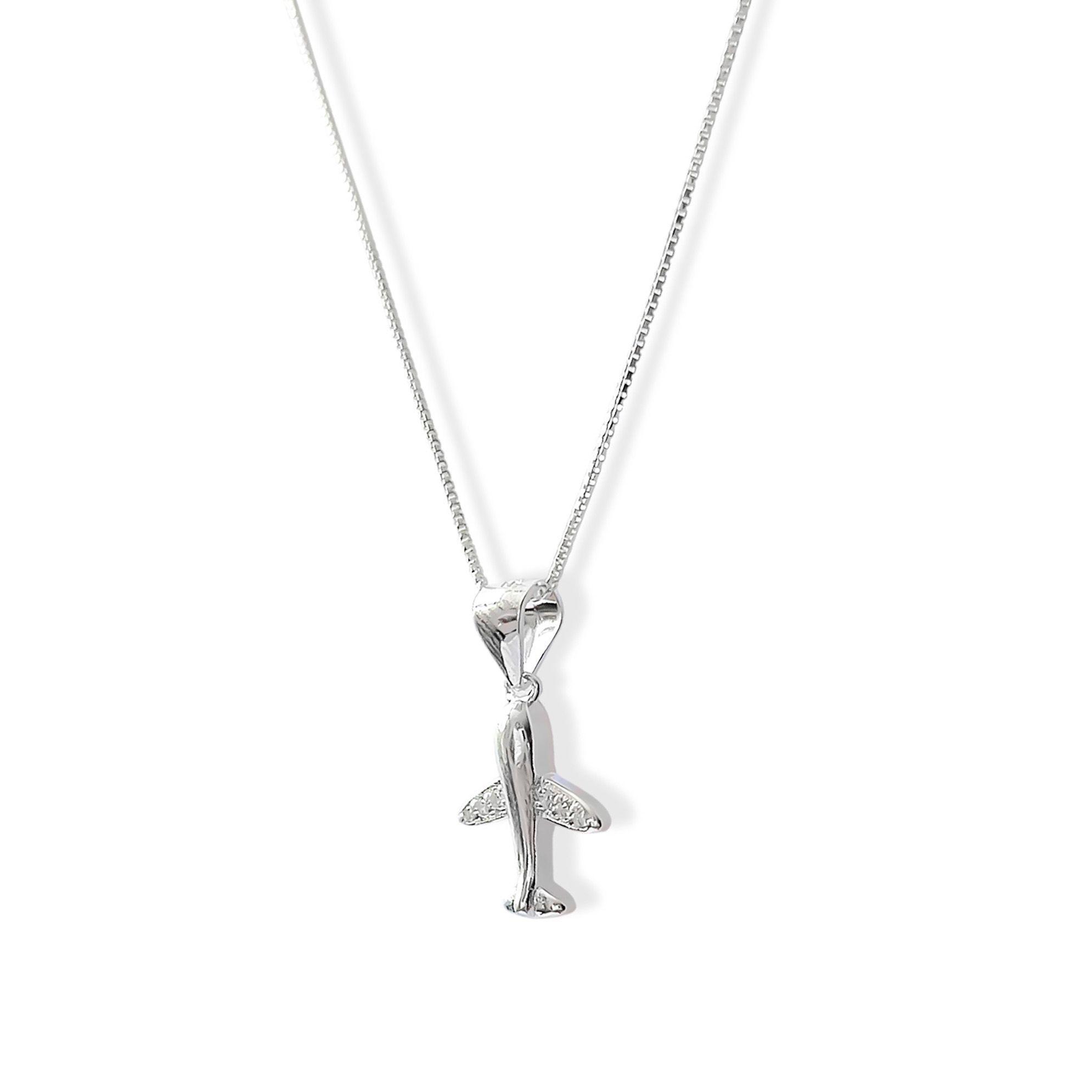 Collar Avión Circón Alas Plata Fina 925-1