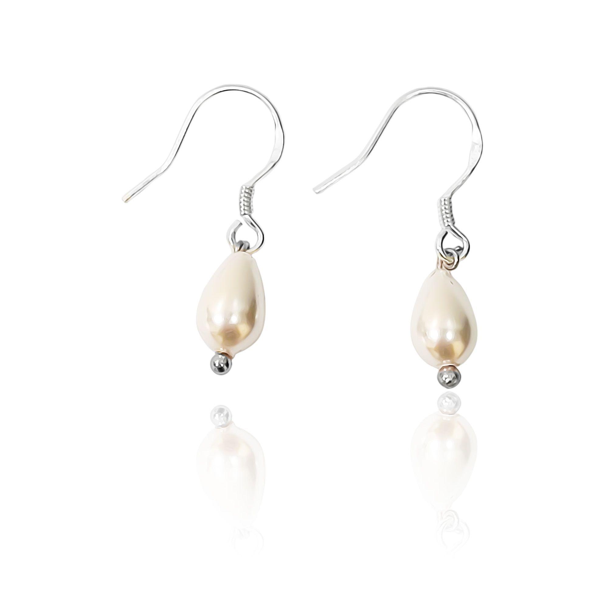 Aros Gota Perla Shellpearl 10mm Gancho Plata Fina 925-1
