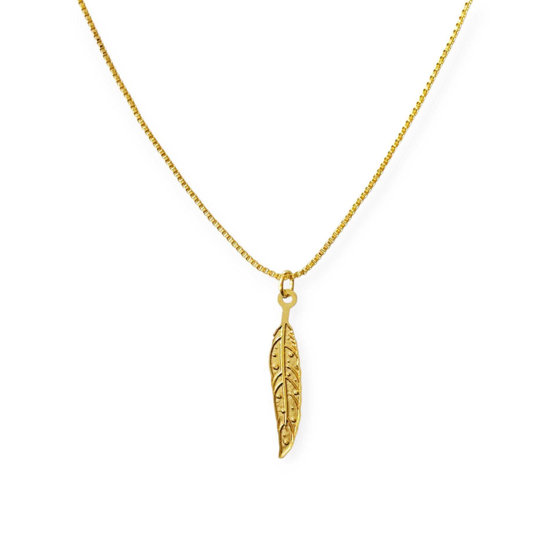Collar Pluma Enchapado Oro 18K-1
