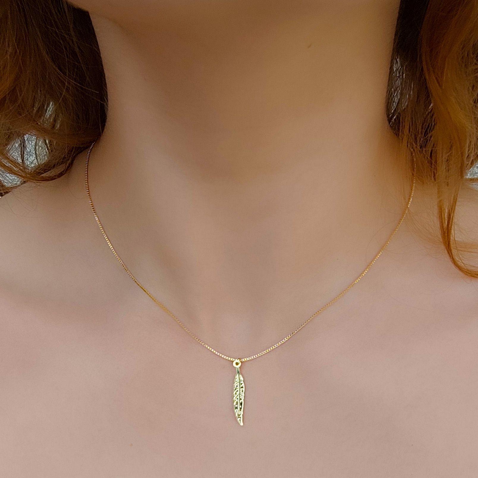 Collar Pluma Enchapado Oro 18K-0